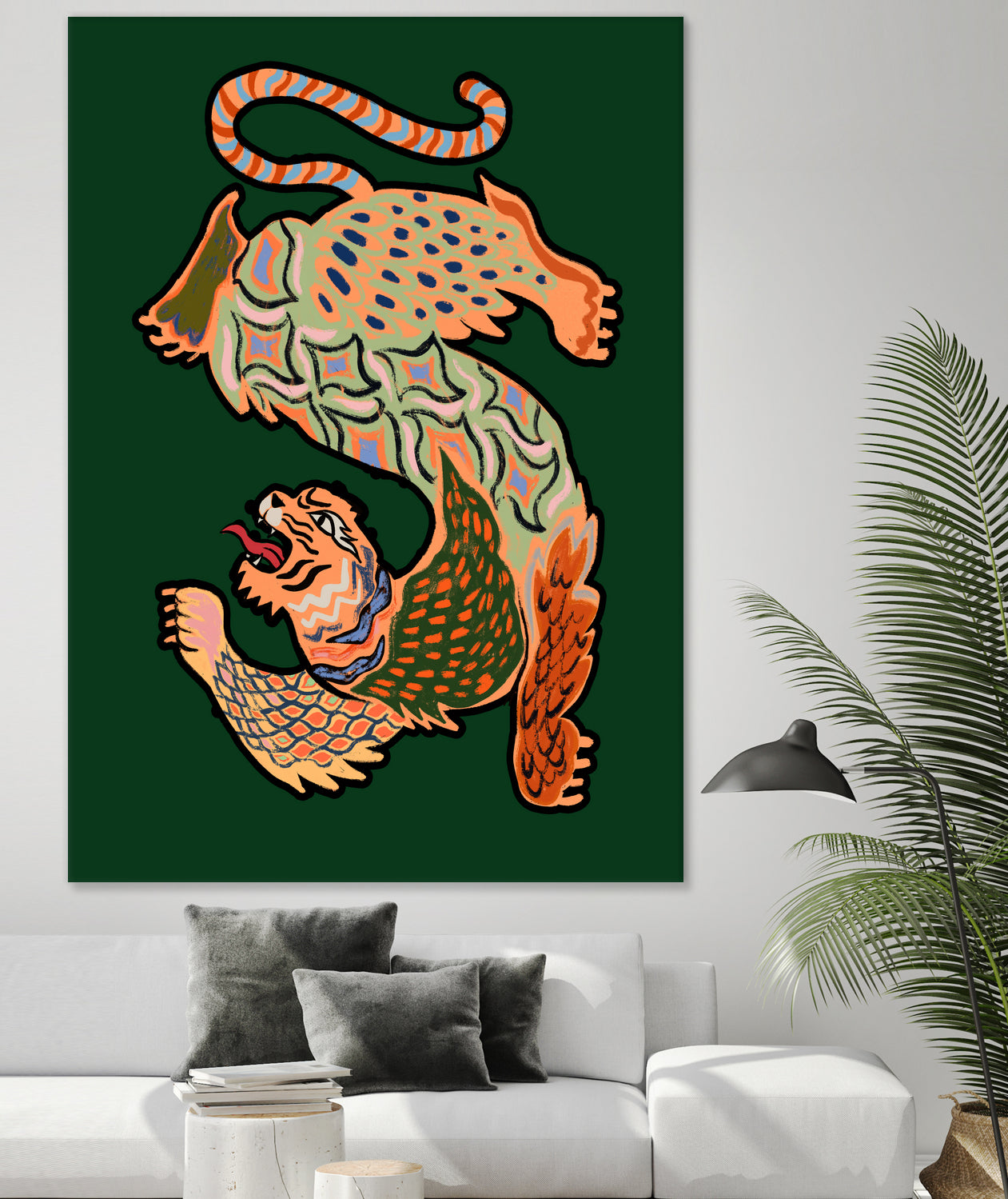 Asiantiger Green by Arty Guava on GIANT ART - illustration green background