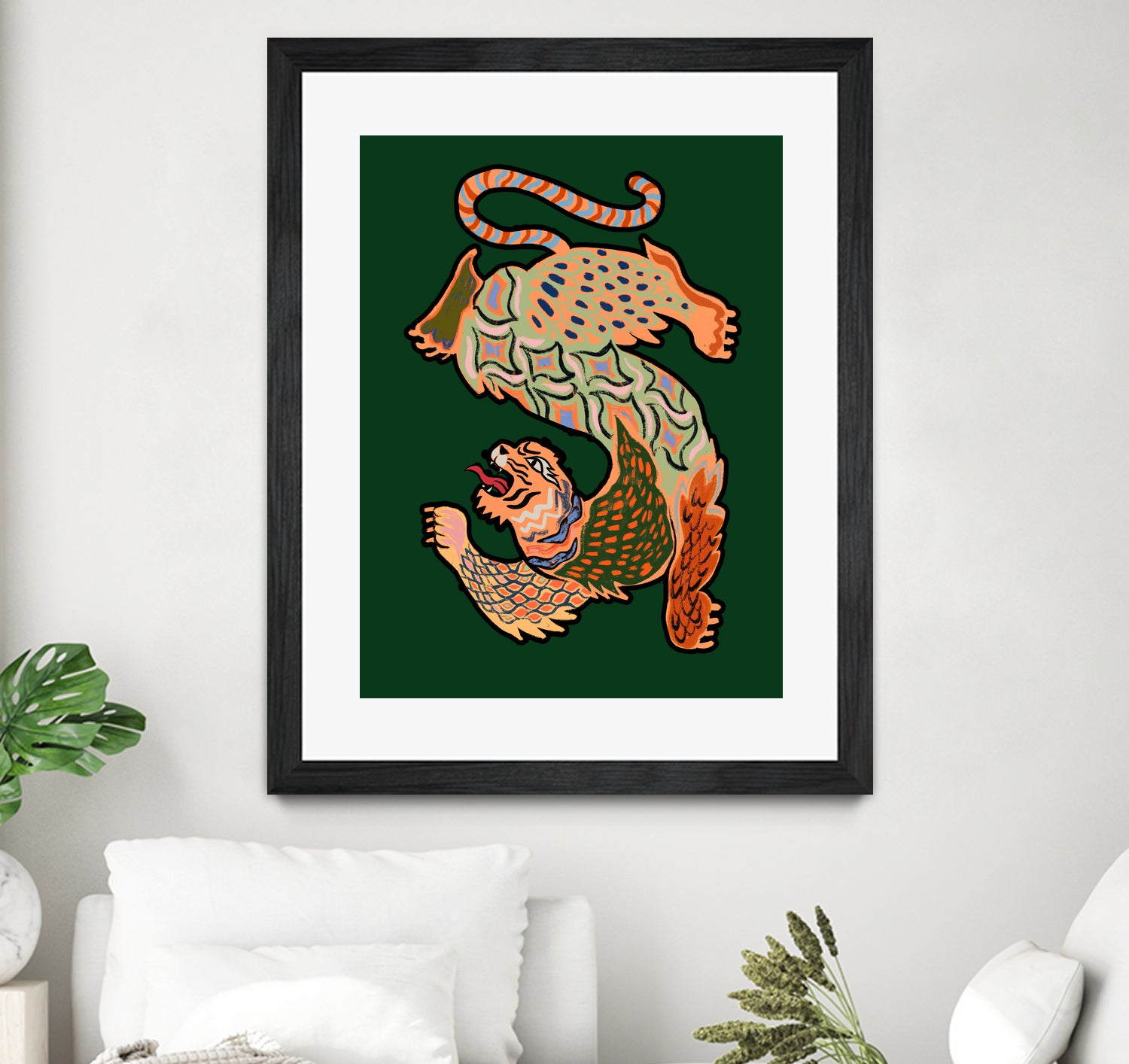 Asiantiger Green by Arty Guava on GIANT ART - illustration green background