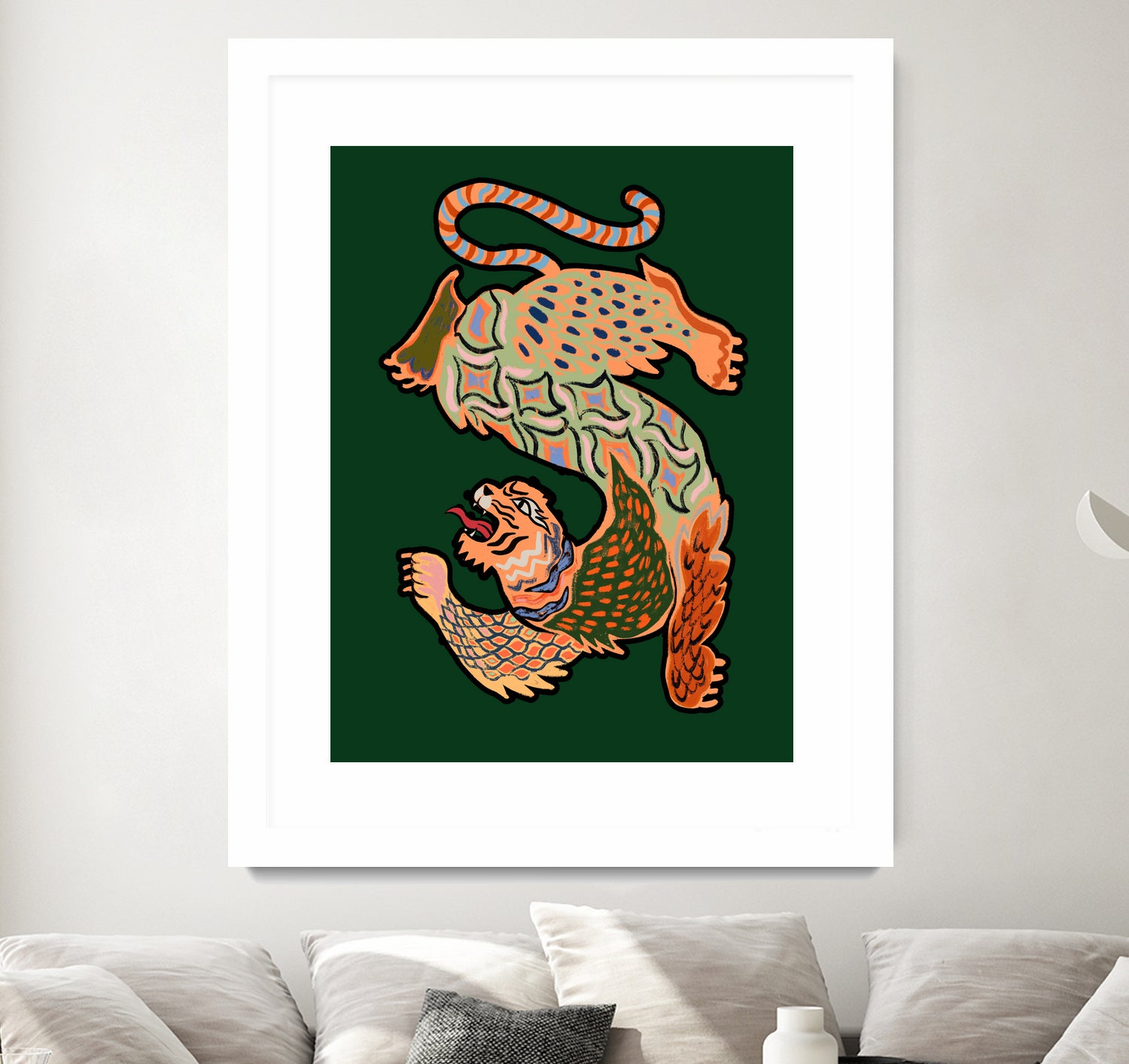 Asiantiger Green by Arty Guava on GIANT ART - illustration green background