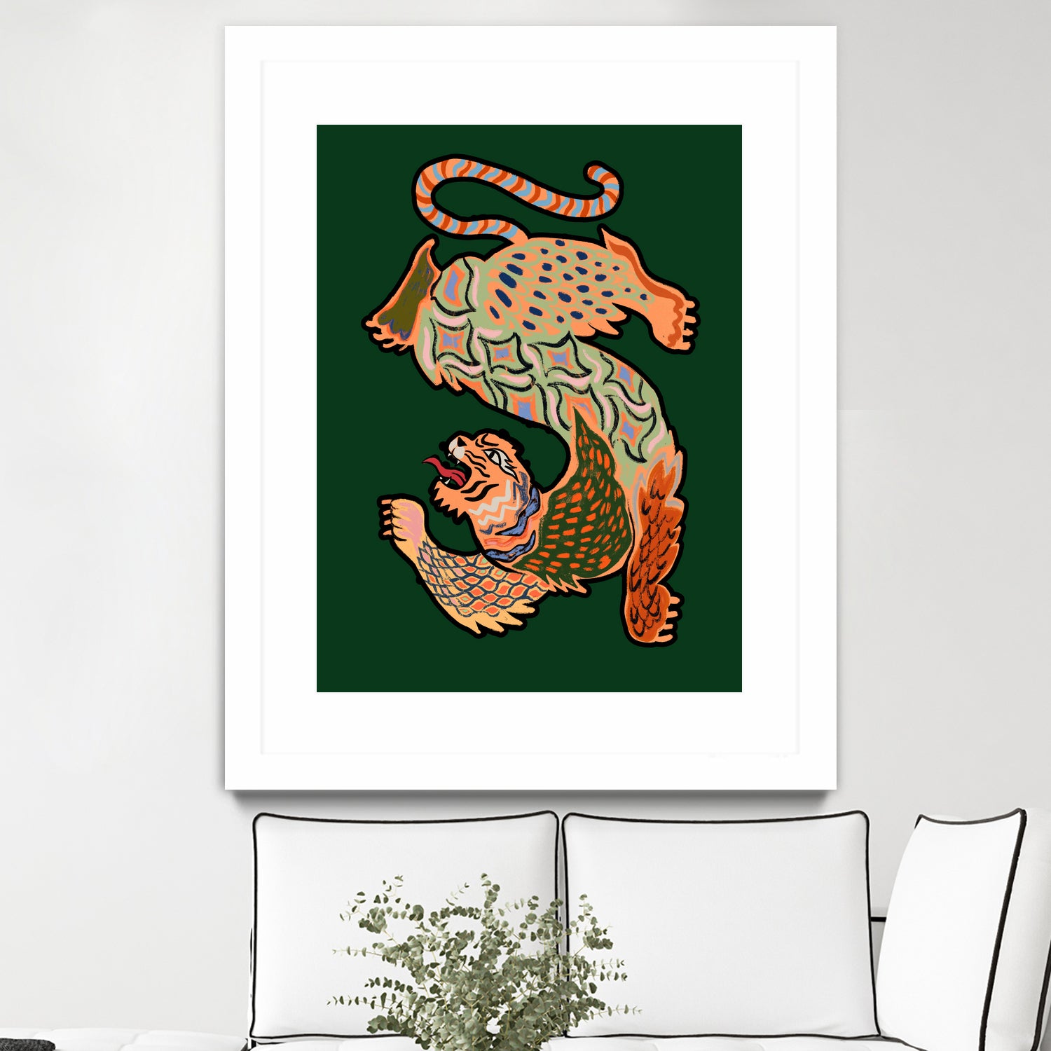 Asiantiger Green by Arty Guava on GIANT ART - illustration green background