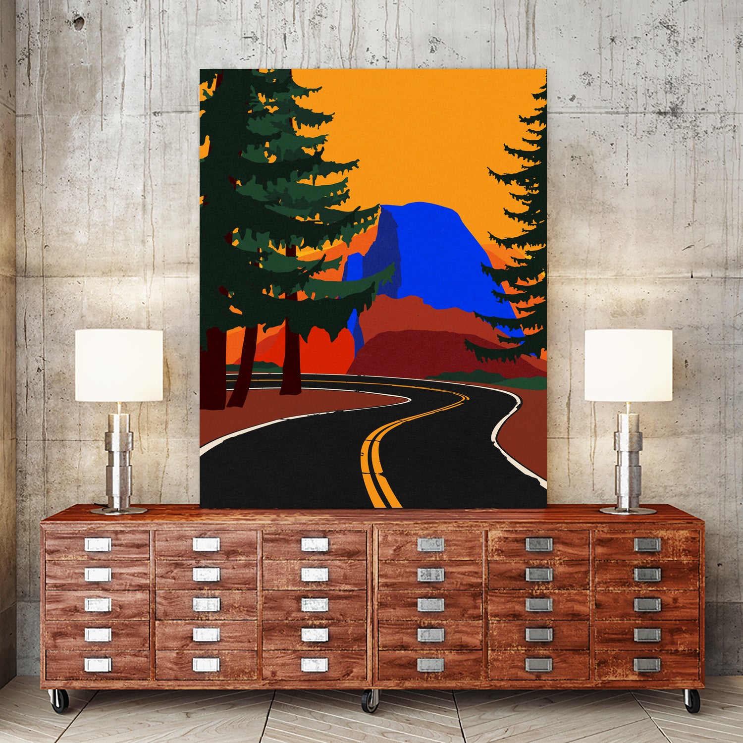 Clacier Road With Half Dome by Rosi Feist on GIANT ART - illustration half dome