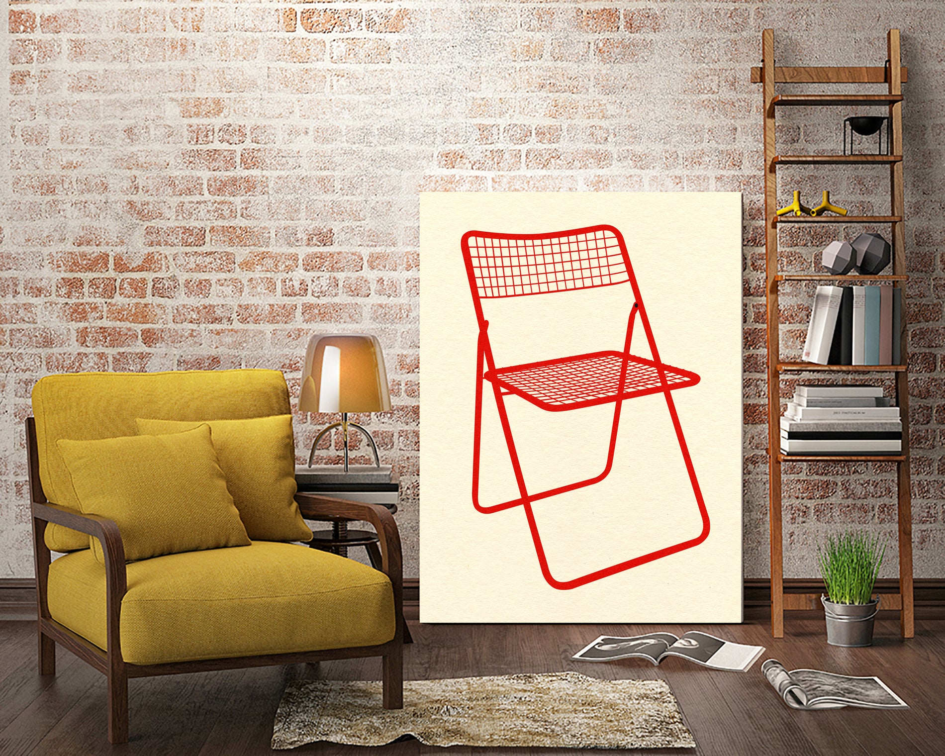 Ted Net Chair Red by Rosi on GIANT ART - illustration ikea