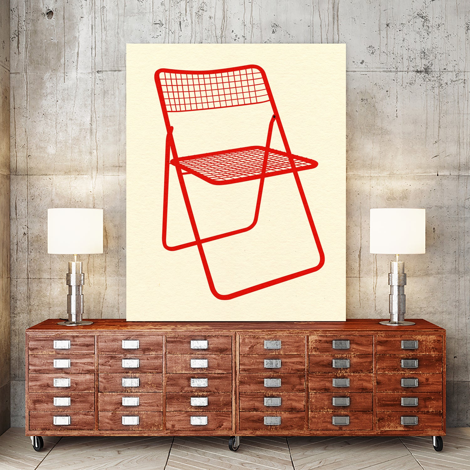 Ted Net Chair Red by Rosi on GIANT ART - illustration ikea