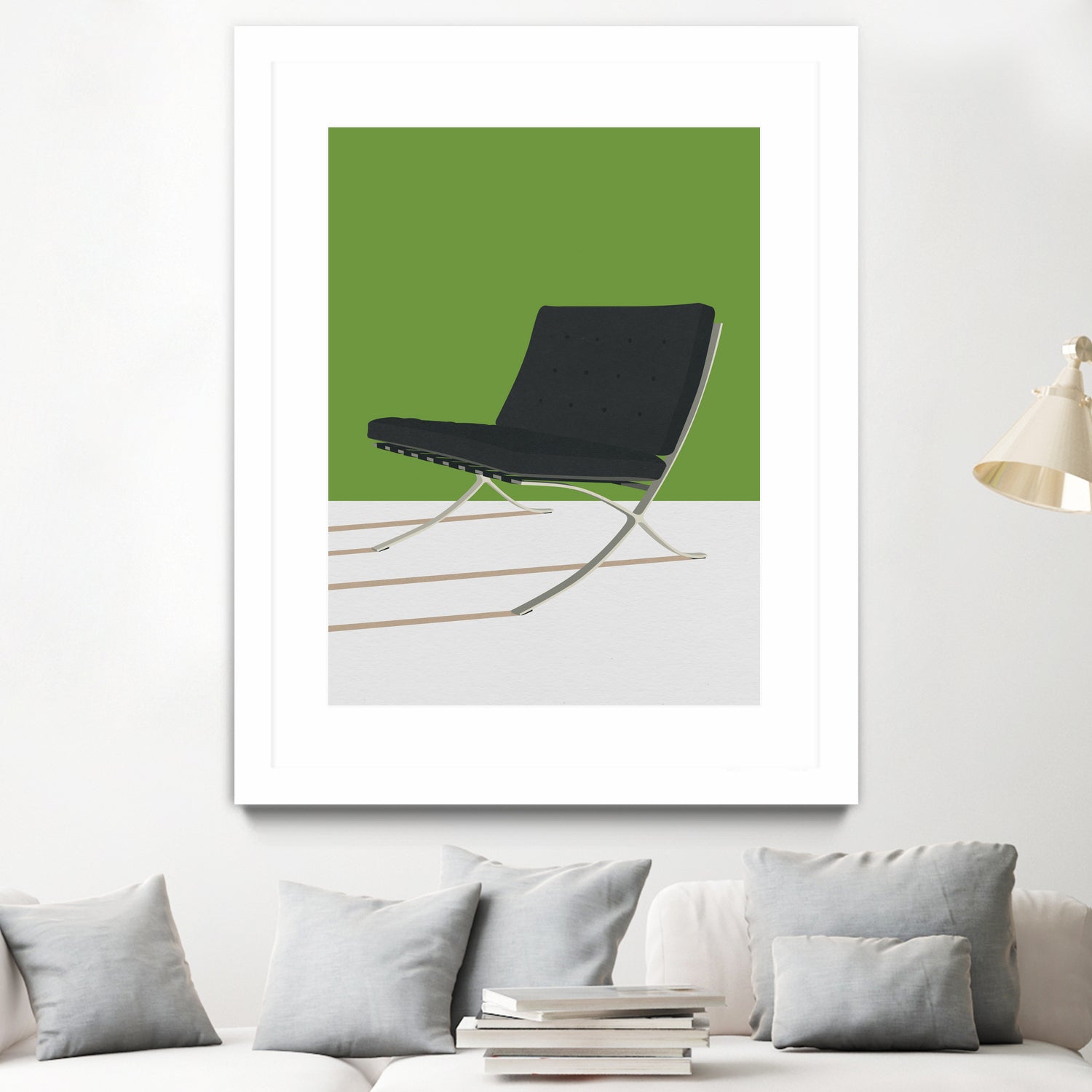 Barcelona Chair (Green Background) Mies Van Der Rohe by Rosi on GIANT ART
