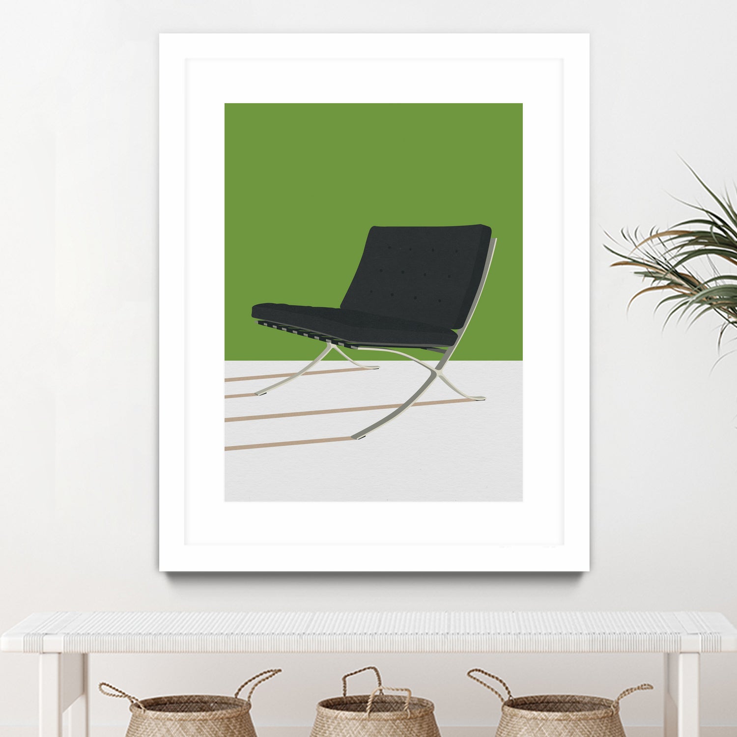 Barcelona Chair (Green Background) Mies Van Der Rohe by Rosi on GIANT ART