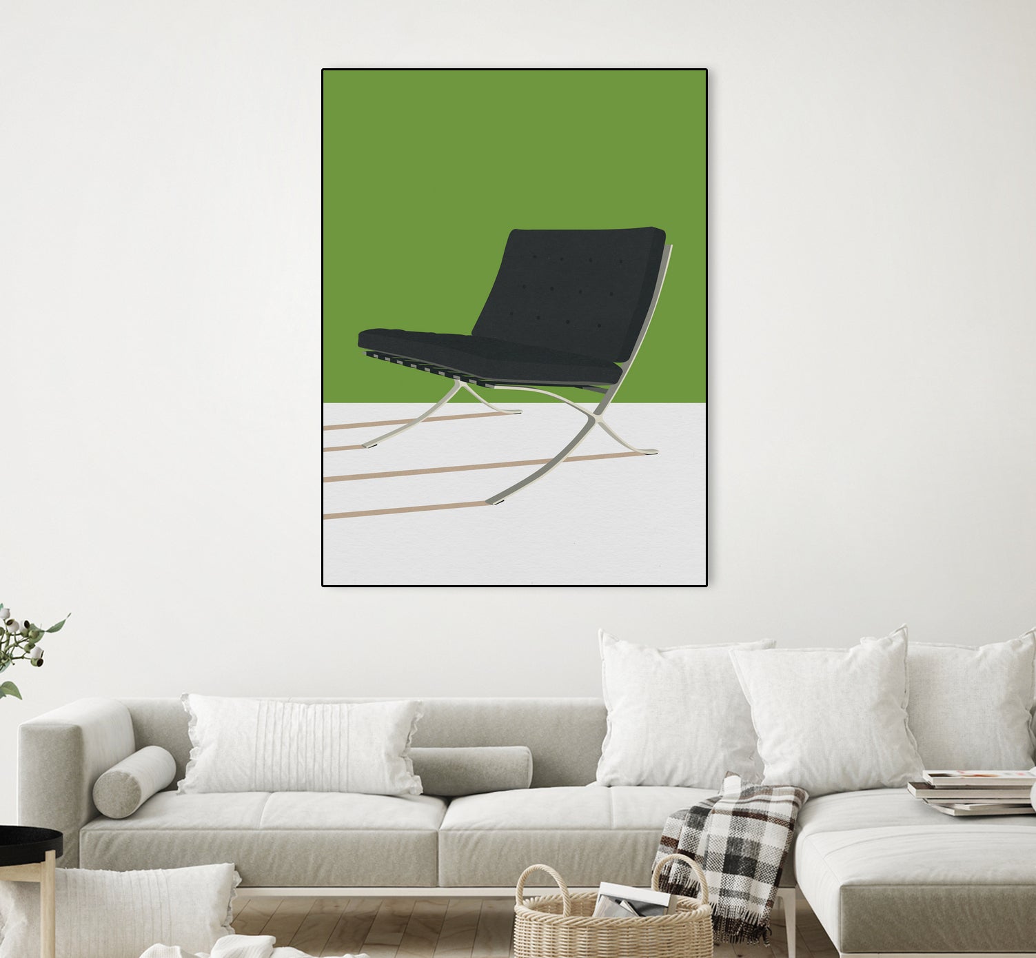 Barcelona Chair (Green Background) Mies Van Der Rohe by Rosi on GIANT ART