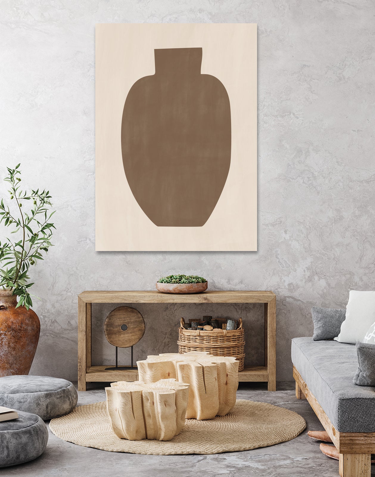 Brown Silhouette of a Vase by Elena Ristova on GIANT ART - minimalist art abstract minimalist art