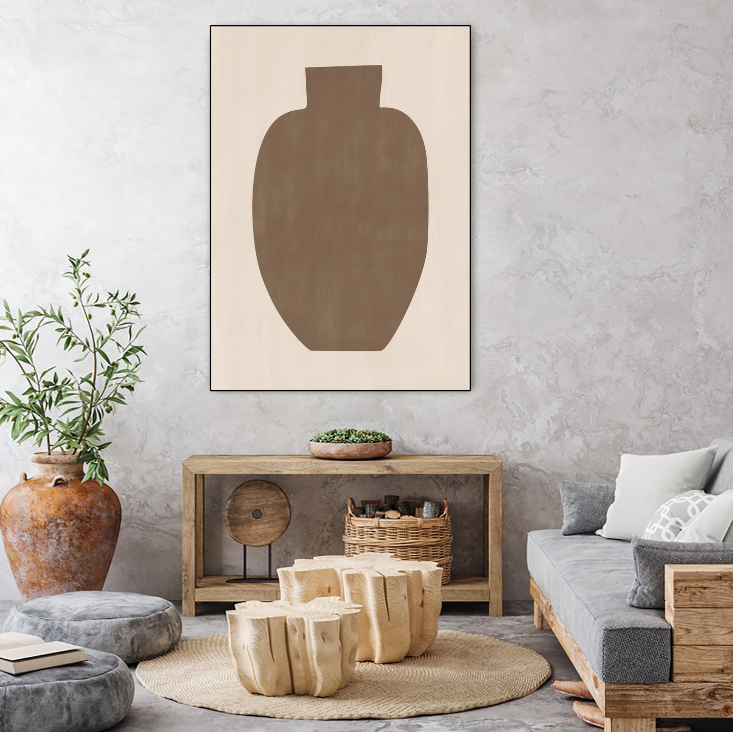 Brown Silhouette of a Vase by Elena Ristova on GIANT ART - minimalist art abstract minimalist art