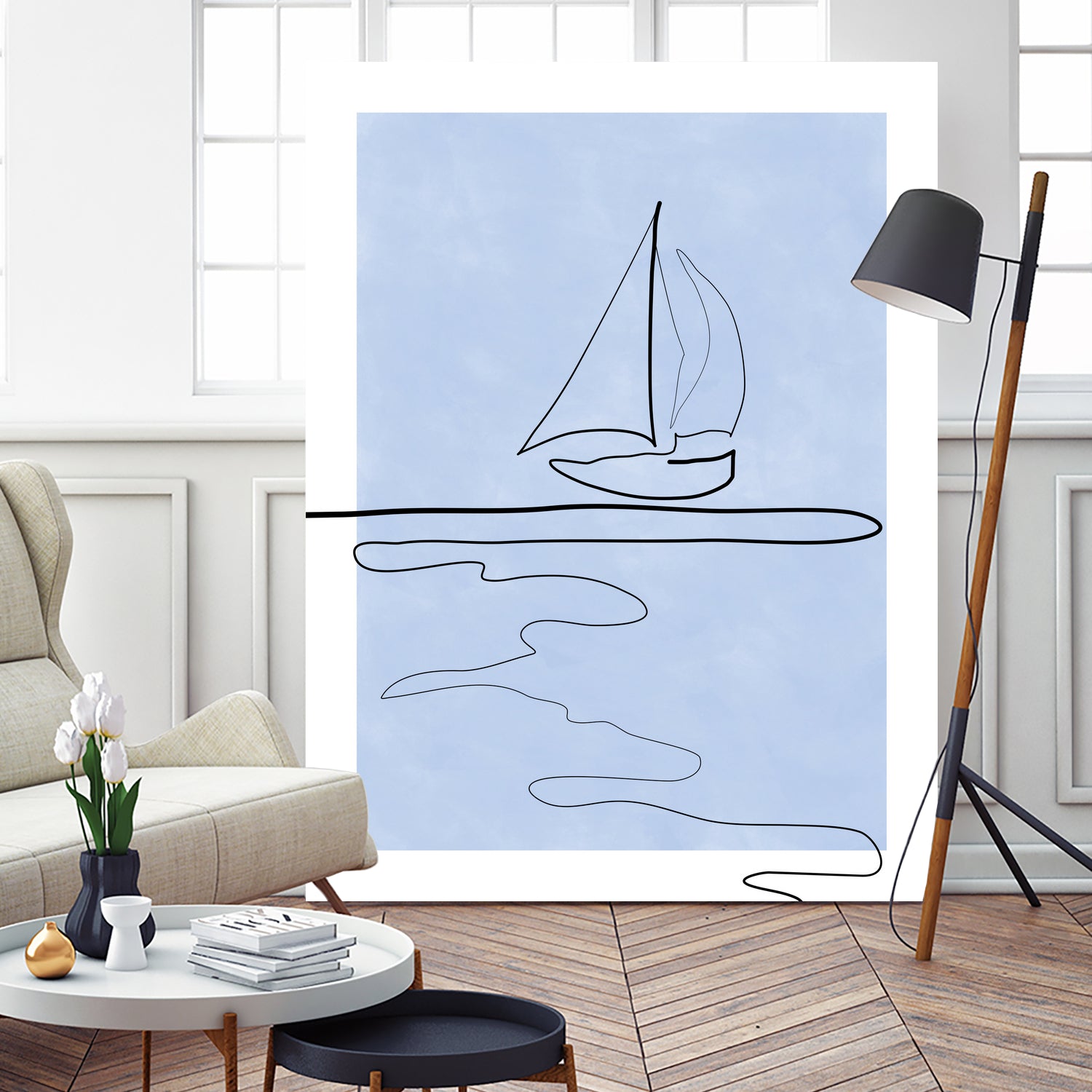 Sail Line Serenity by Elena Ristova on GIANT ART - abstract minimalist line art