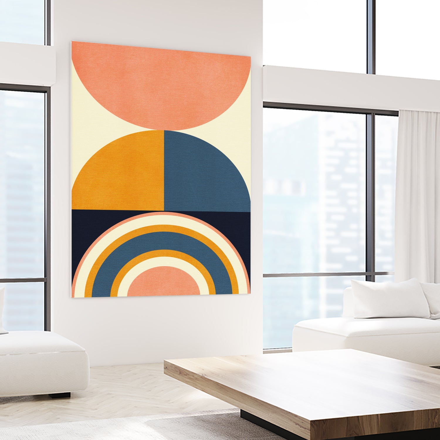 Rainbow Plus Shapes  Blue Mustard10 by Ana Rut Bre on GIANT ART - abstract abstract