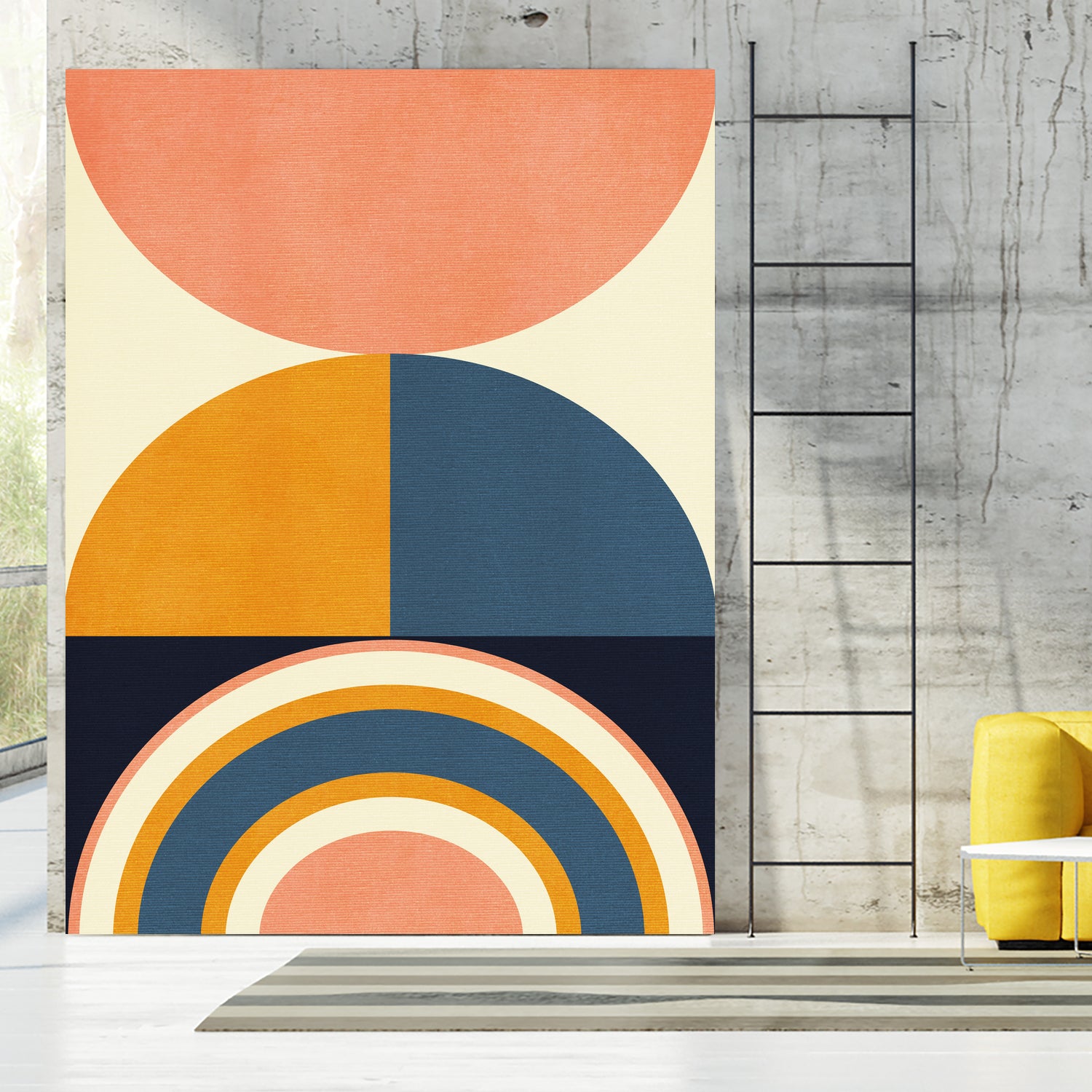 Rainbow Plus Shapes  Blue Mustard10 by Ana Rut Bre on GIANT ART - abstract abstract