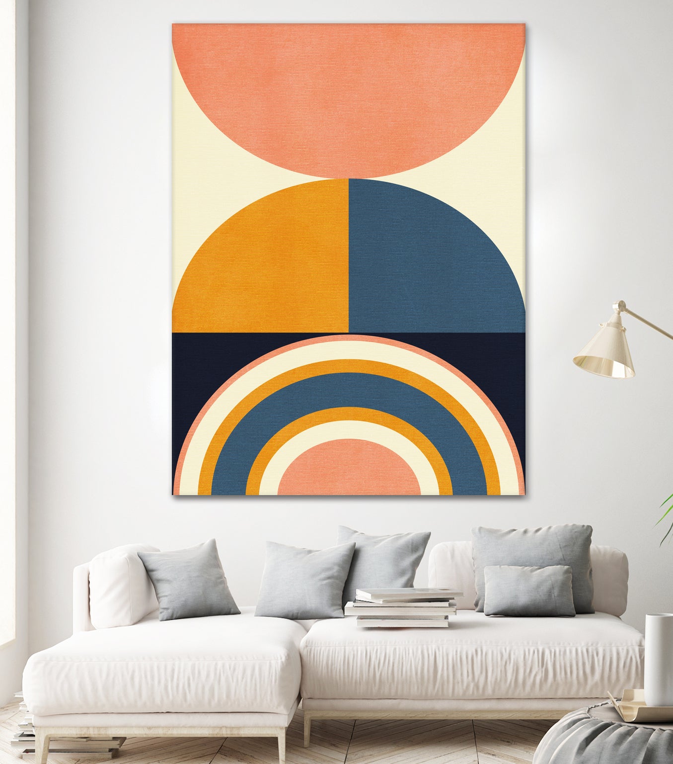 Rainbow Plus Shapes  Blue Mustard10 by Ana Rut Bre on GIANT ART - abstract abstract