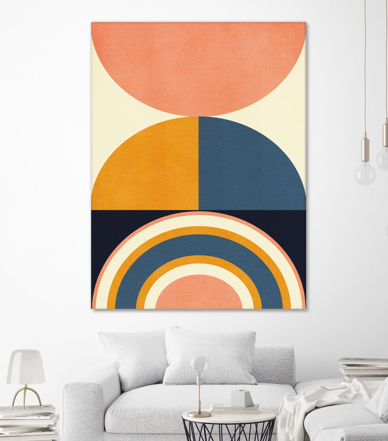 Rainbow Plus Shapes  Blue Mustard10 by Ana Rut Bre on GIANT ART - abstract abstract