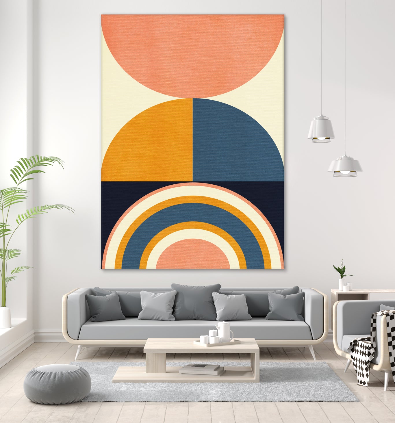 Rainbow Plus Shapes  Blue Mustard10 by Ana Rut Bre on GIANT ART - abstract abstract