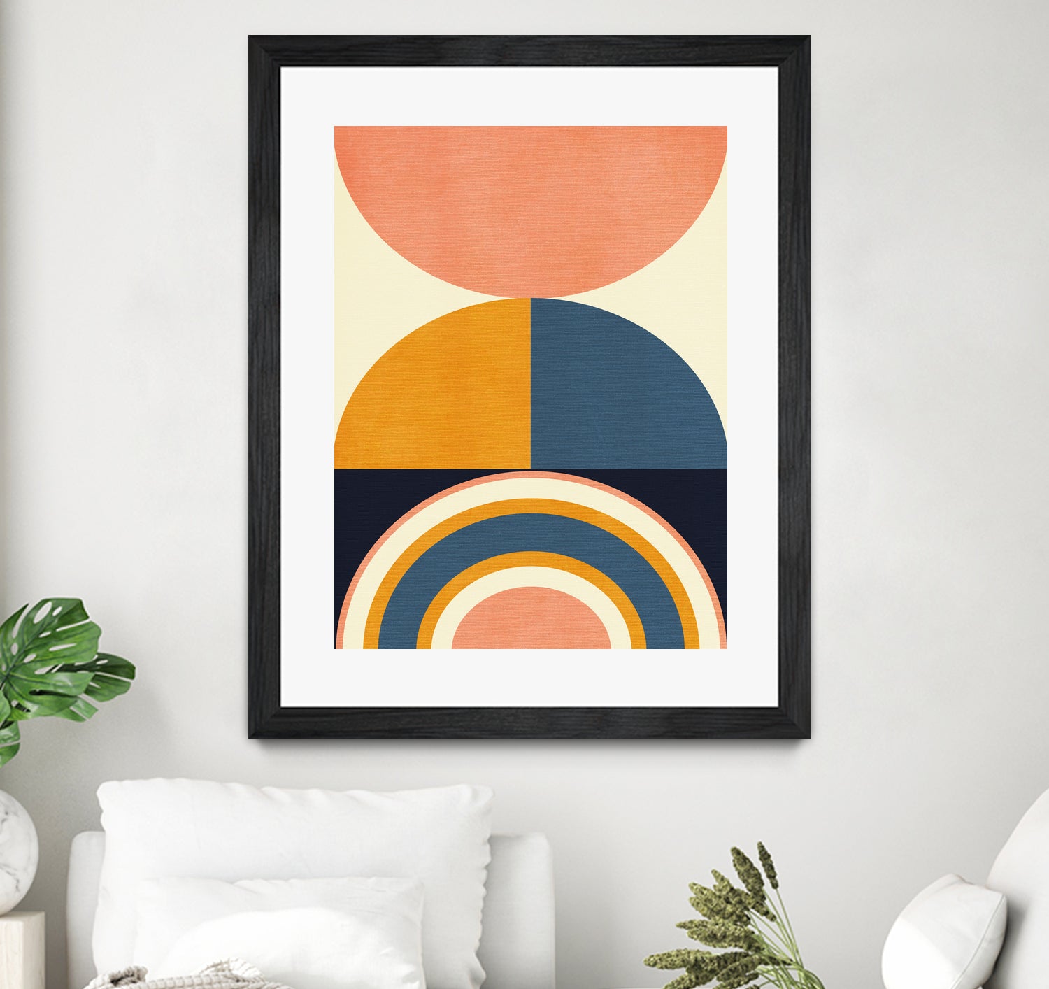 Rainbow Plus Shapes  Blue Mustard10 by Ana Rut Bre on GIANT ART - abstract abstract