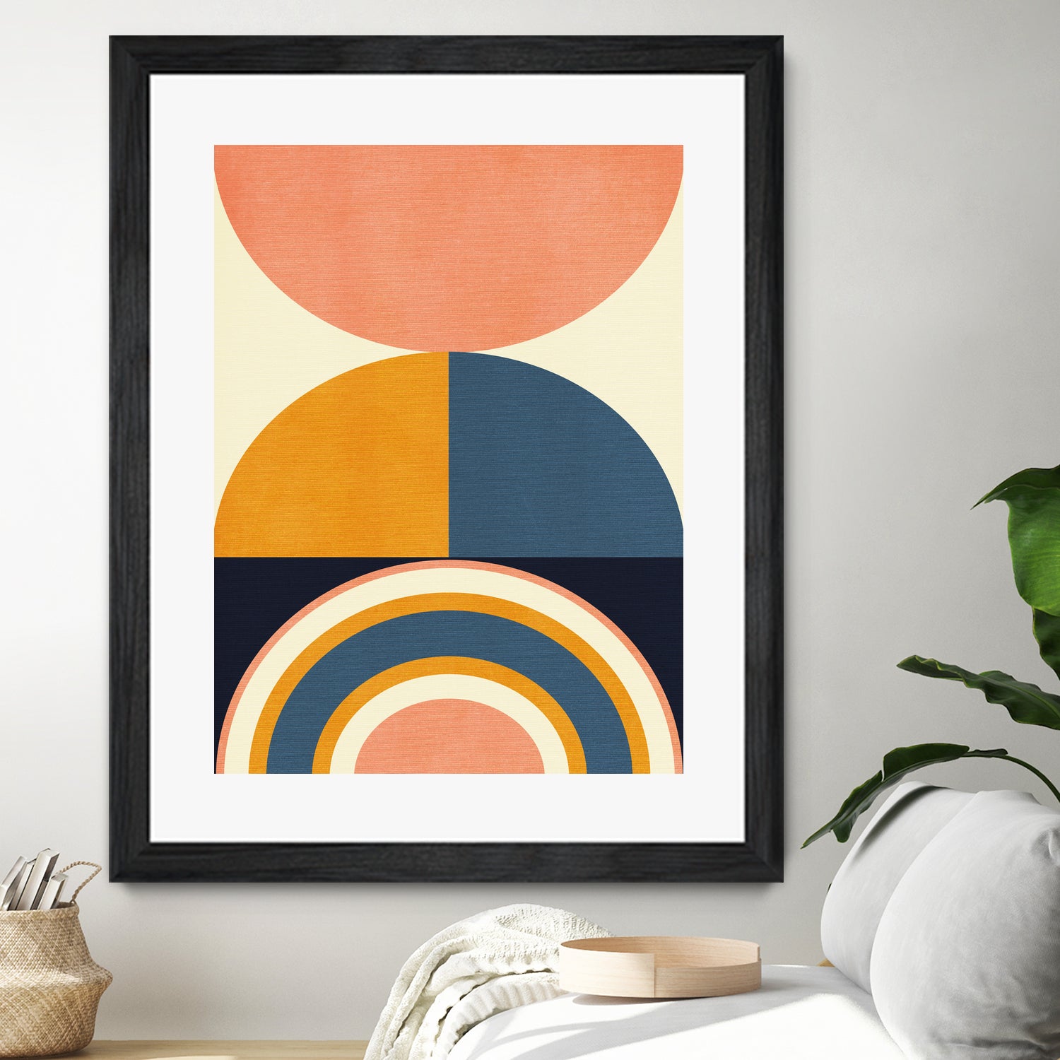 Rainbow Plus Shapes  Blue Mustard10 by Ana Rut Bre on GIANT ART - abstract abstract