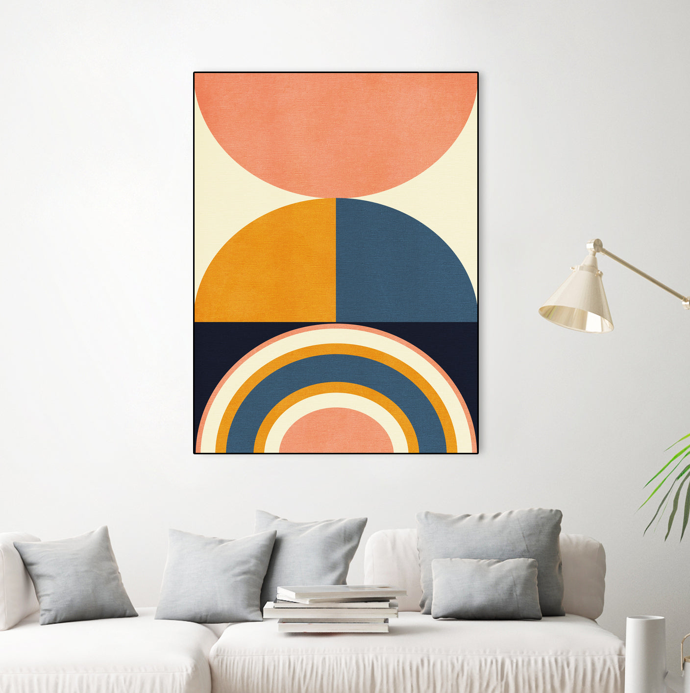 Rainbow Plus Shapes  Blue Mustard10 by Ana Rut Bre on GIANT ART - abstract abstract