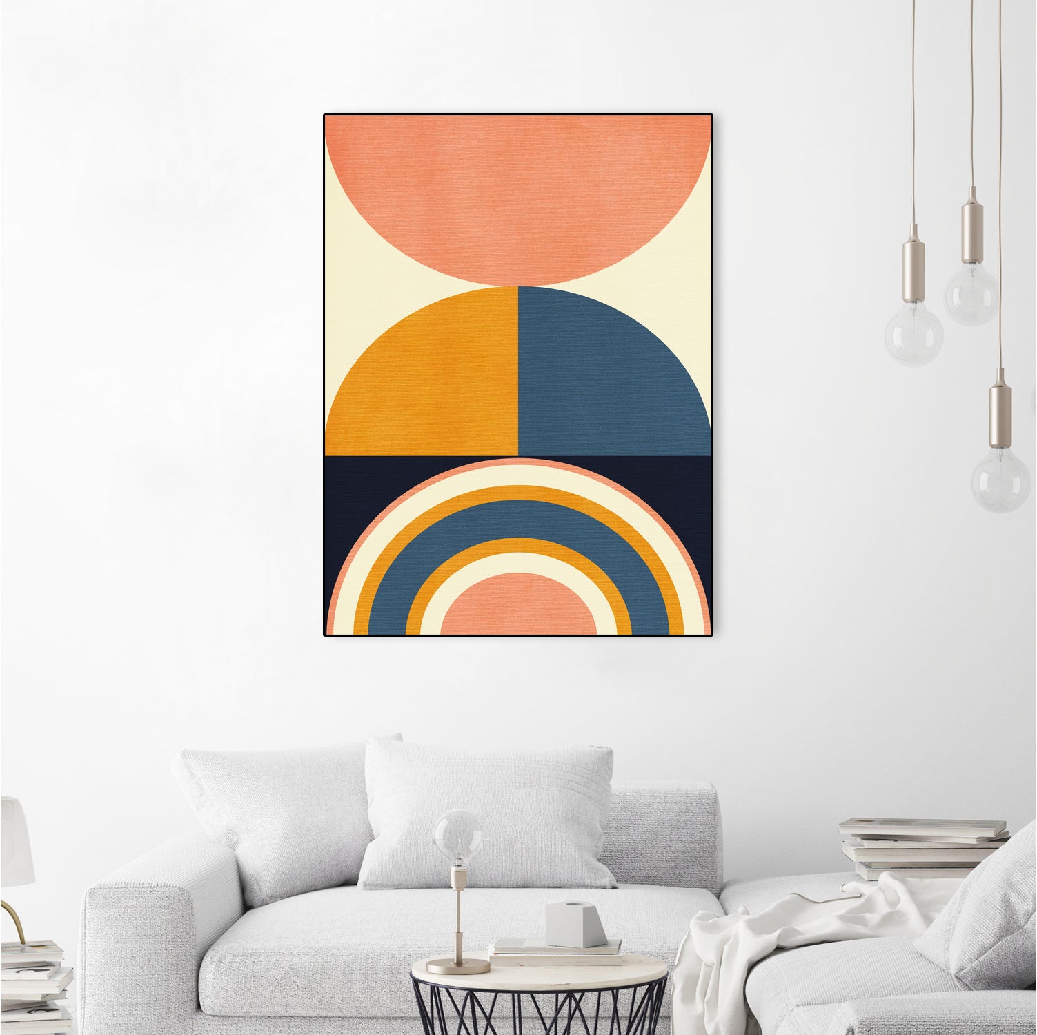 Rainbow Plus Shapes  Blue Mustard10 by Ana Rut Bre on GIANT ART - abstract abstract