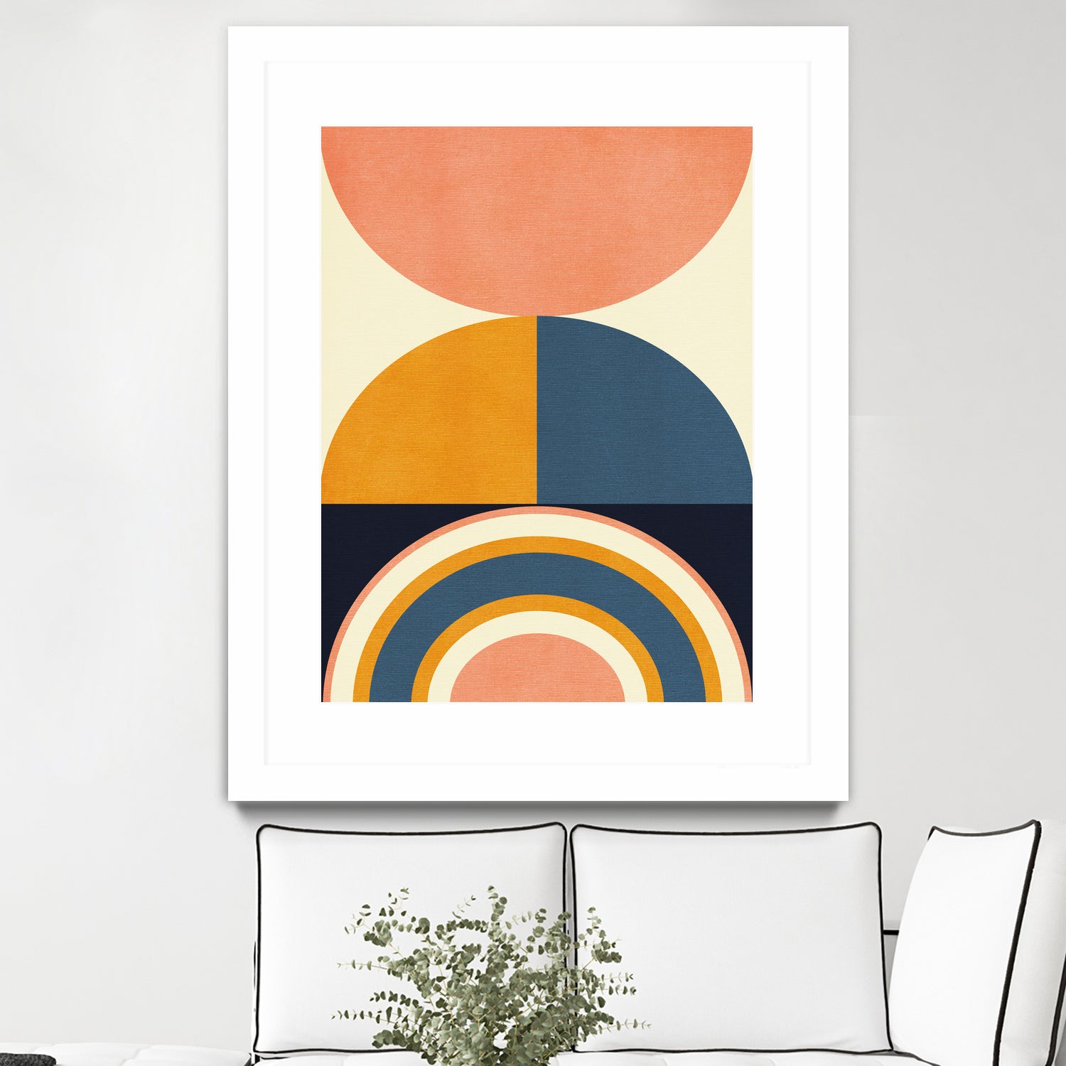 Rainbow Plus Shapes  Blue Mustard10 by Ana Rut Bre on GIANT ART - abstract abstract