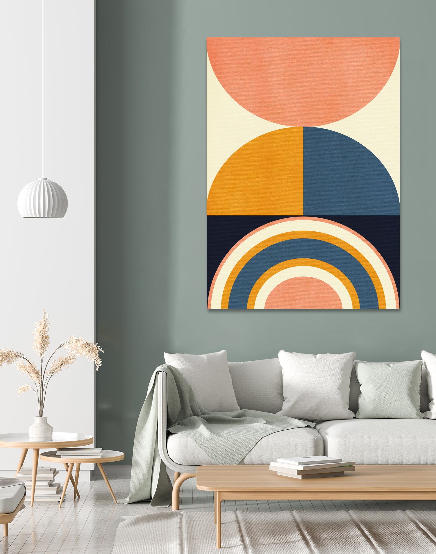 Rainbow Plus Shapes  Blue Mustard10 by Ana Rut Bre on GIANT ART - abstract abstract