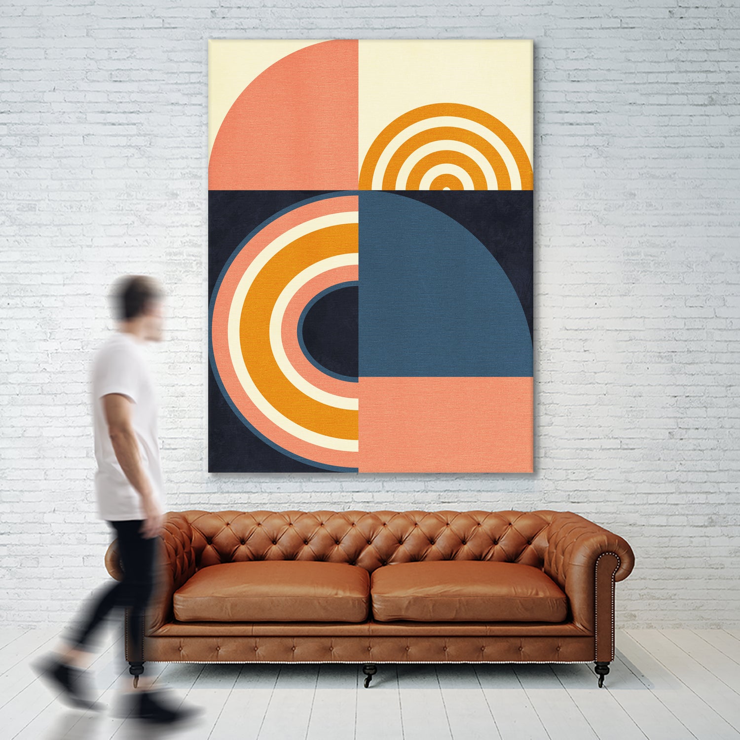 Rainbow Plus Shapes  Blue Mustard9 by Ana Rut Bre on GIANT ART - abstract abstract