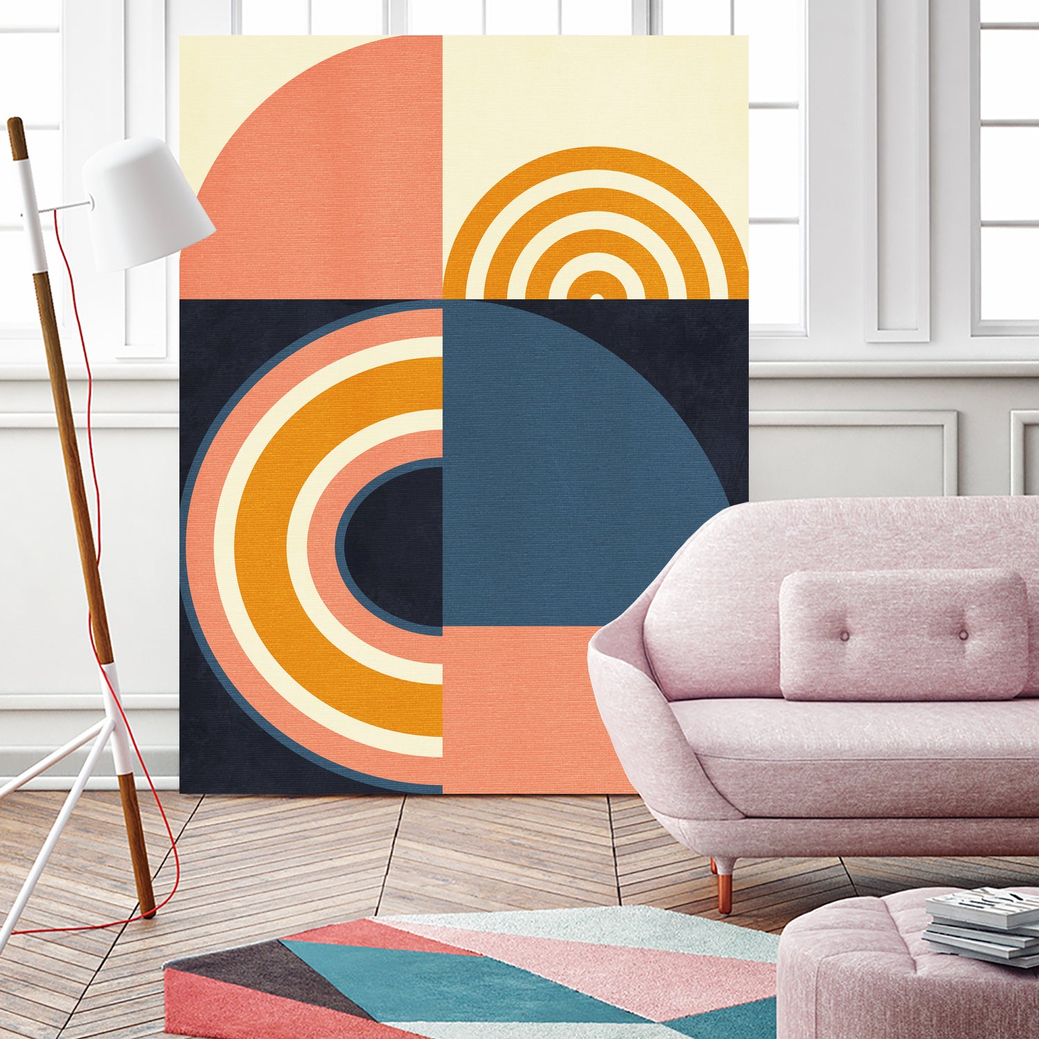 Rainbow Plus Shapes  Blue Mustard9 by Ana Rut Bre on GIANT ART - abstract abstract