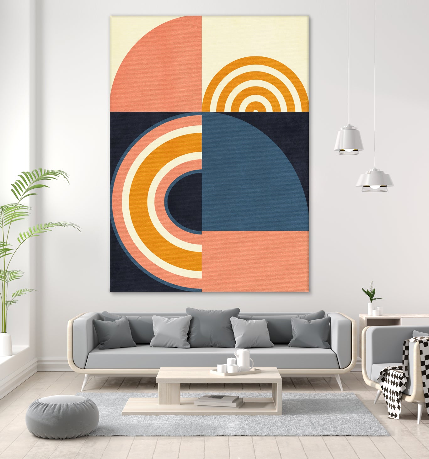 Rainbow Plus Shapes  Blue Mustard9 by Ana Rut Bre on GIANT ART - abstract abstract