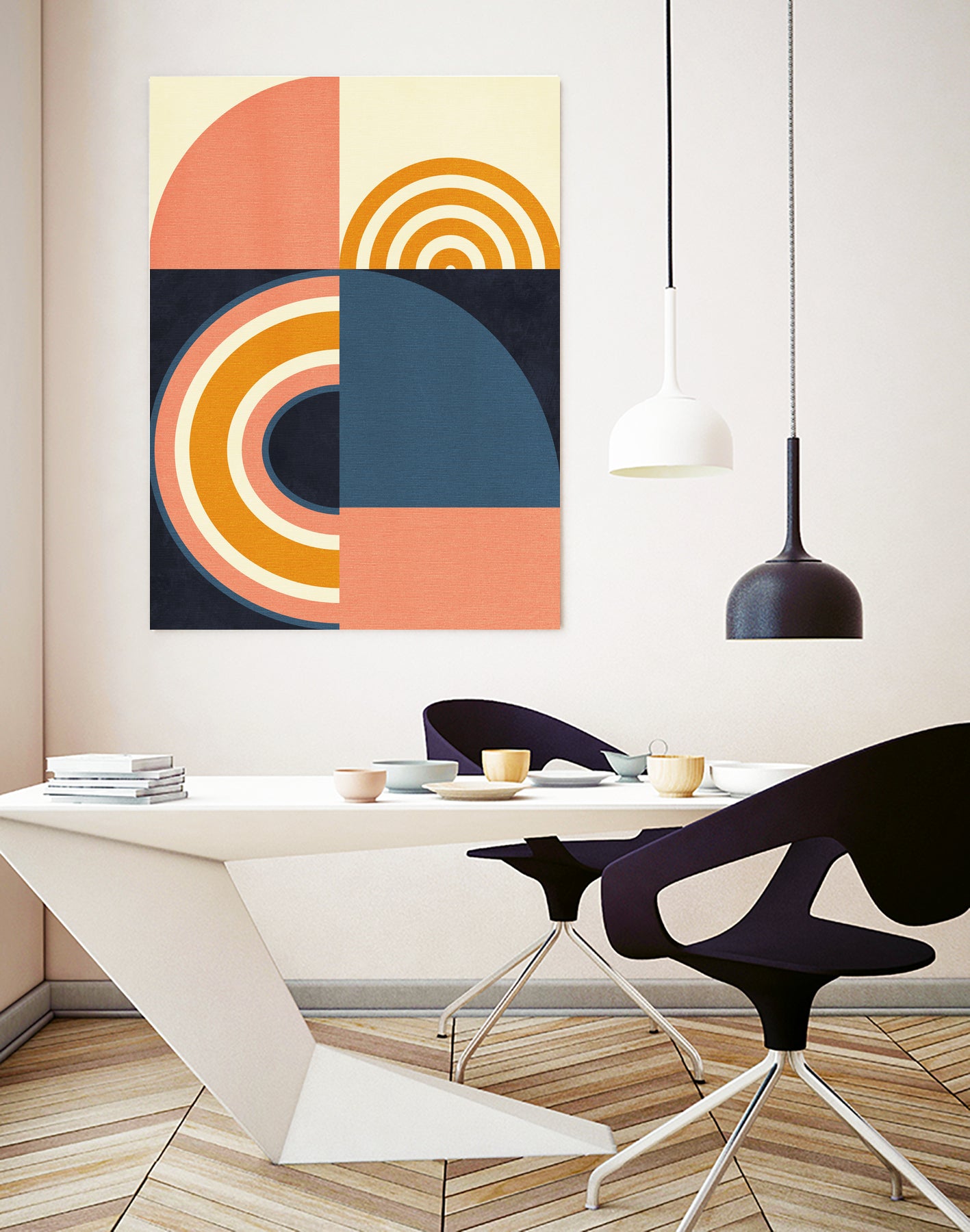 Rainbow Plus Shapes  Blue Mustard9 by Ana Rut Bre on GIANT ART - abstract abstract