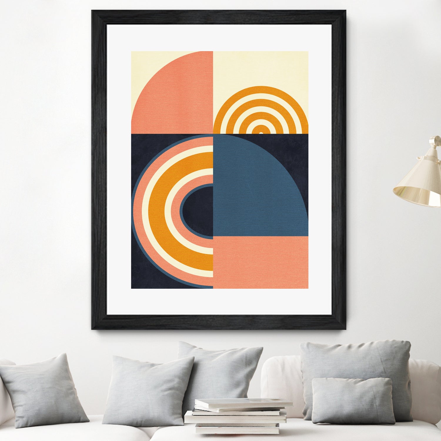 Rainbow Plus Shapes  Blue Mustard9 by Ana Rut Bre on GIANT ART - abstract abstract