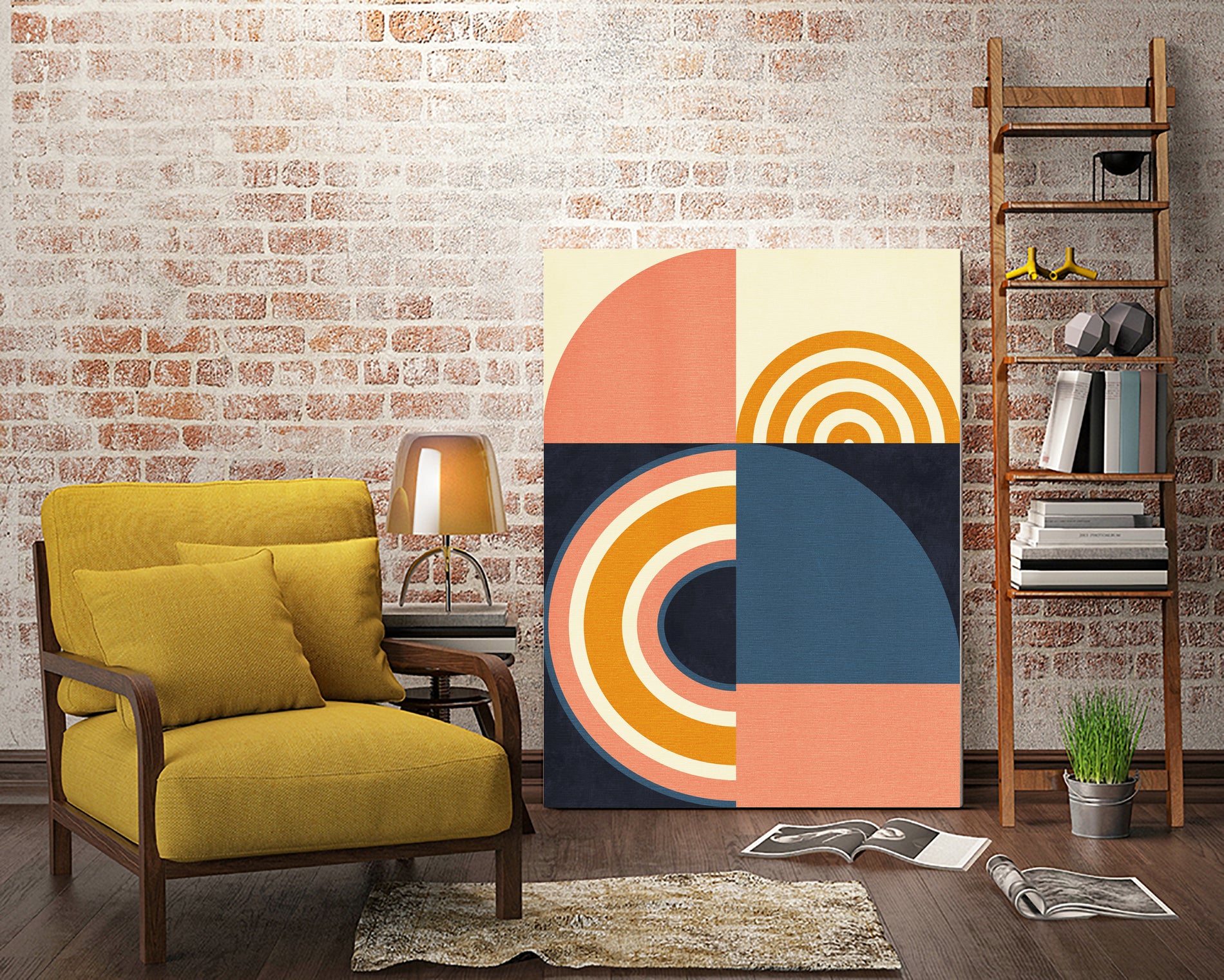 Rainbow Plus Shapes  Blue Mustard9 by Ana Rut Bre on GIANT ART - abstract abstract