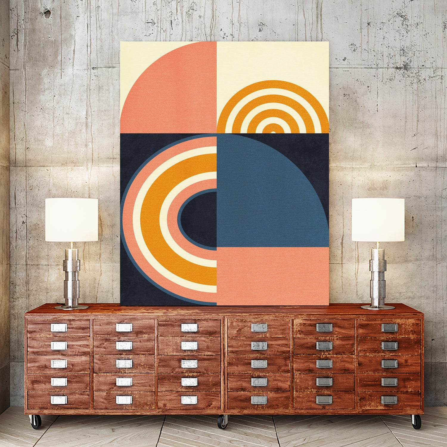 Rainbow Plus Shapes  Blue Mustard9 by Ana Rut Bre on GIANT ART - abstract abstract