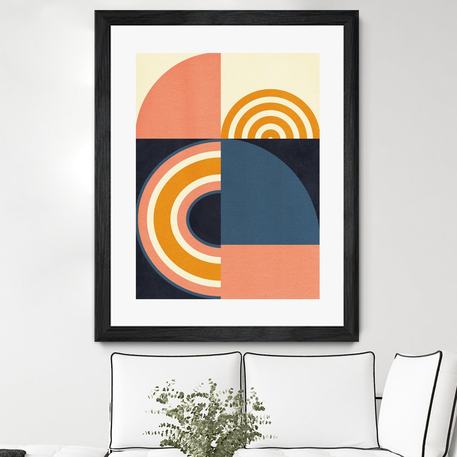 Rainbow Plus Shapes  Blue Mustard9 by Ana Rut Bre on GIANT ART - abstract abstract