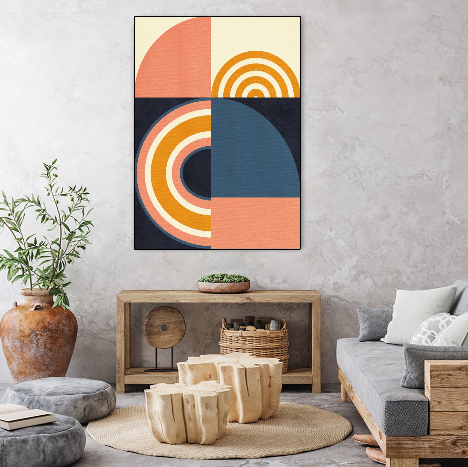 Rainbow Plus Shapes  Blue Mustard9 by Ana Rut Bre on GIANT ART - abstract abstract