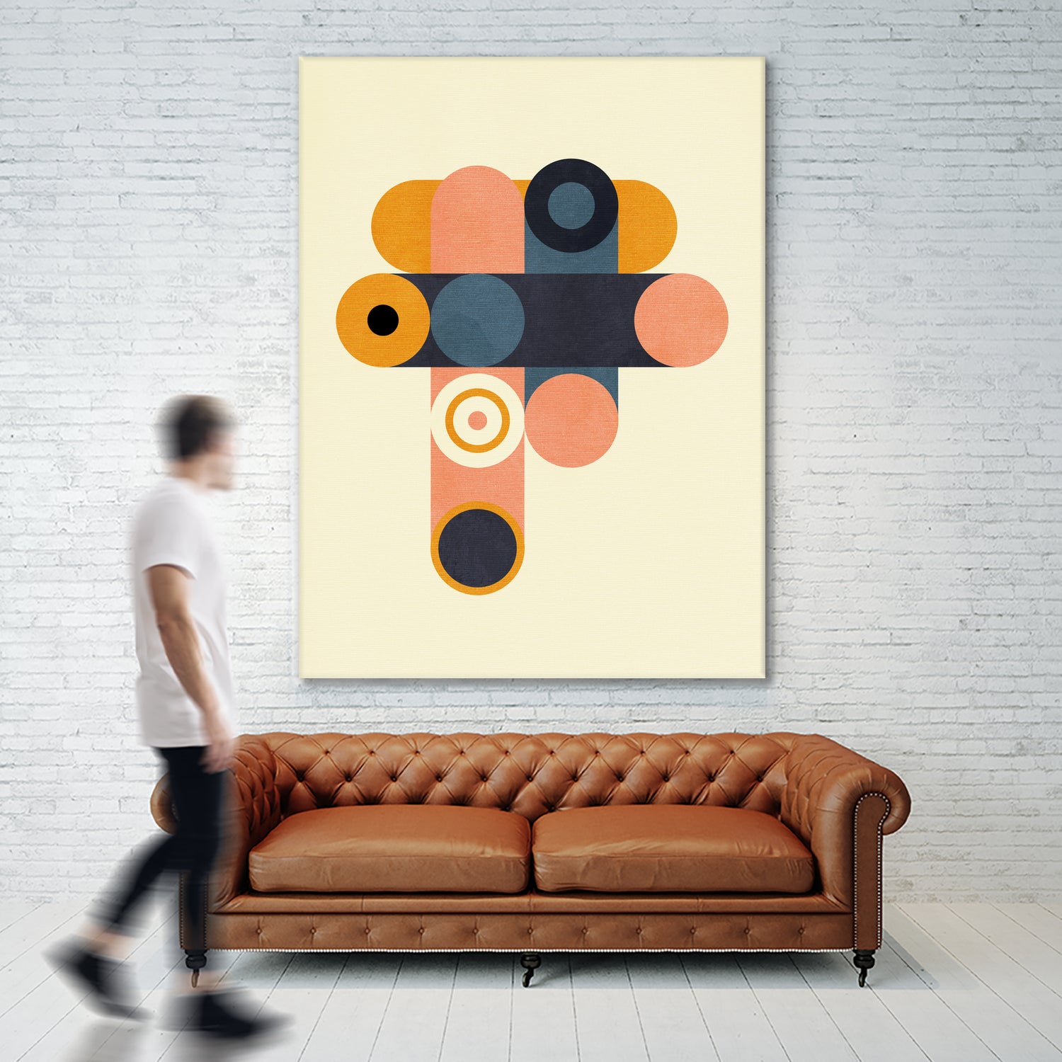 Rainbow Plus Shapes  Blue Mustard8 by Ana Rut Bre on GIANT ART - abstract abstract