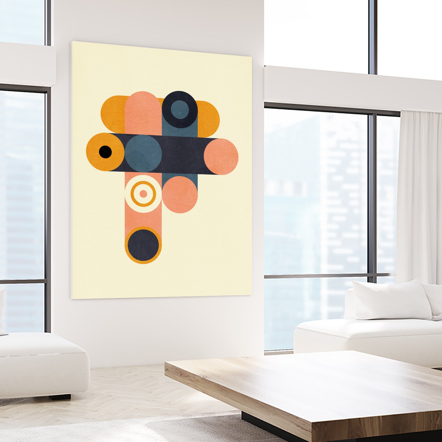 Rainbow Plus Shapes  Blue Mustard8 by Ana Rut Bre on GIANT ART - abstract abstract