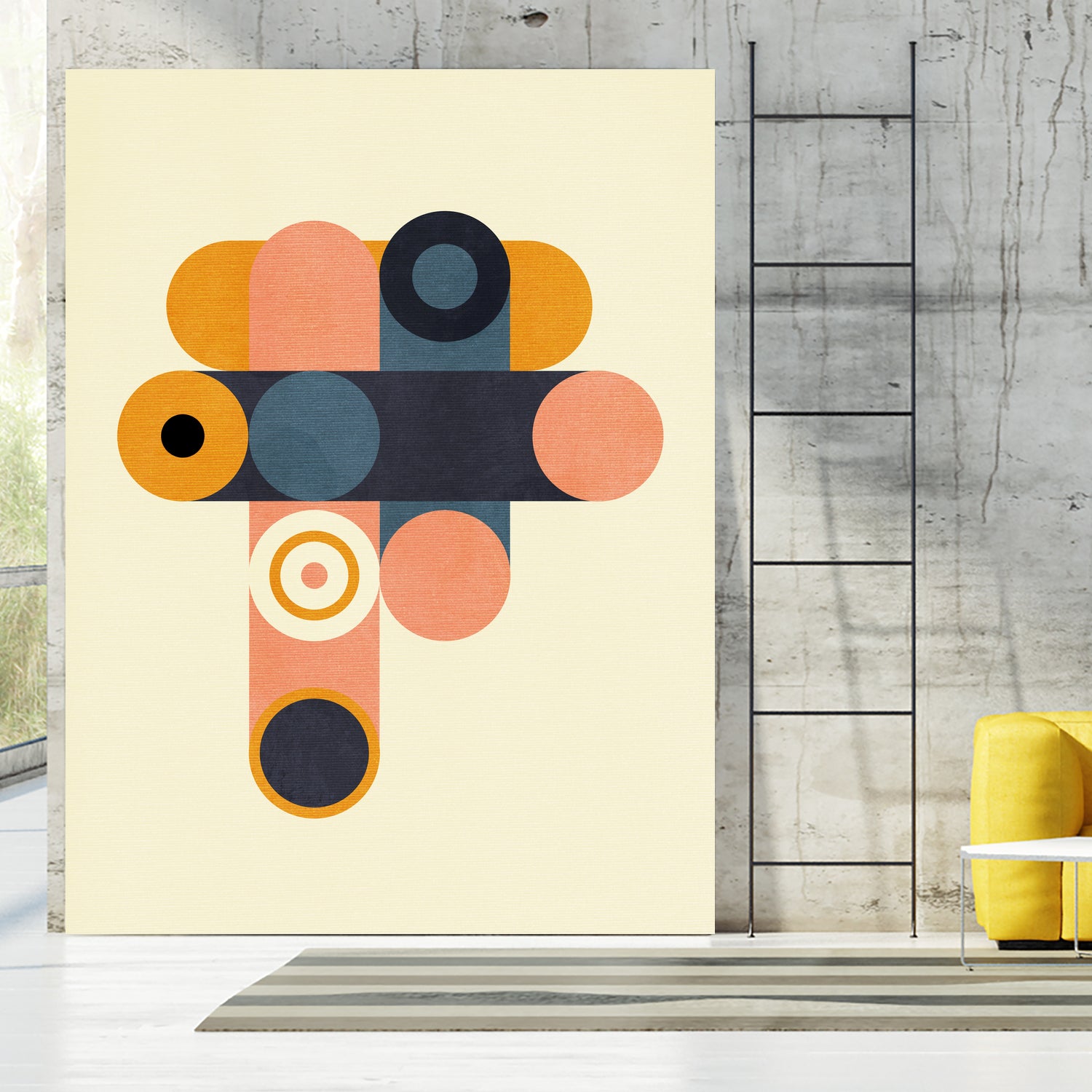 Rainbow Plus Shapes  Blue Mustard8 by Ana Rut Bre on GIANT ART - abstract abstract