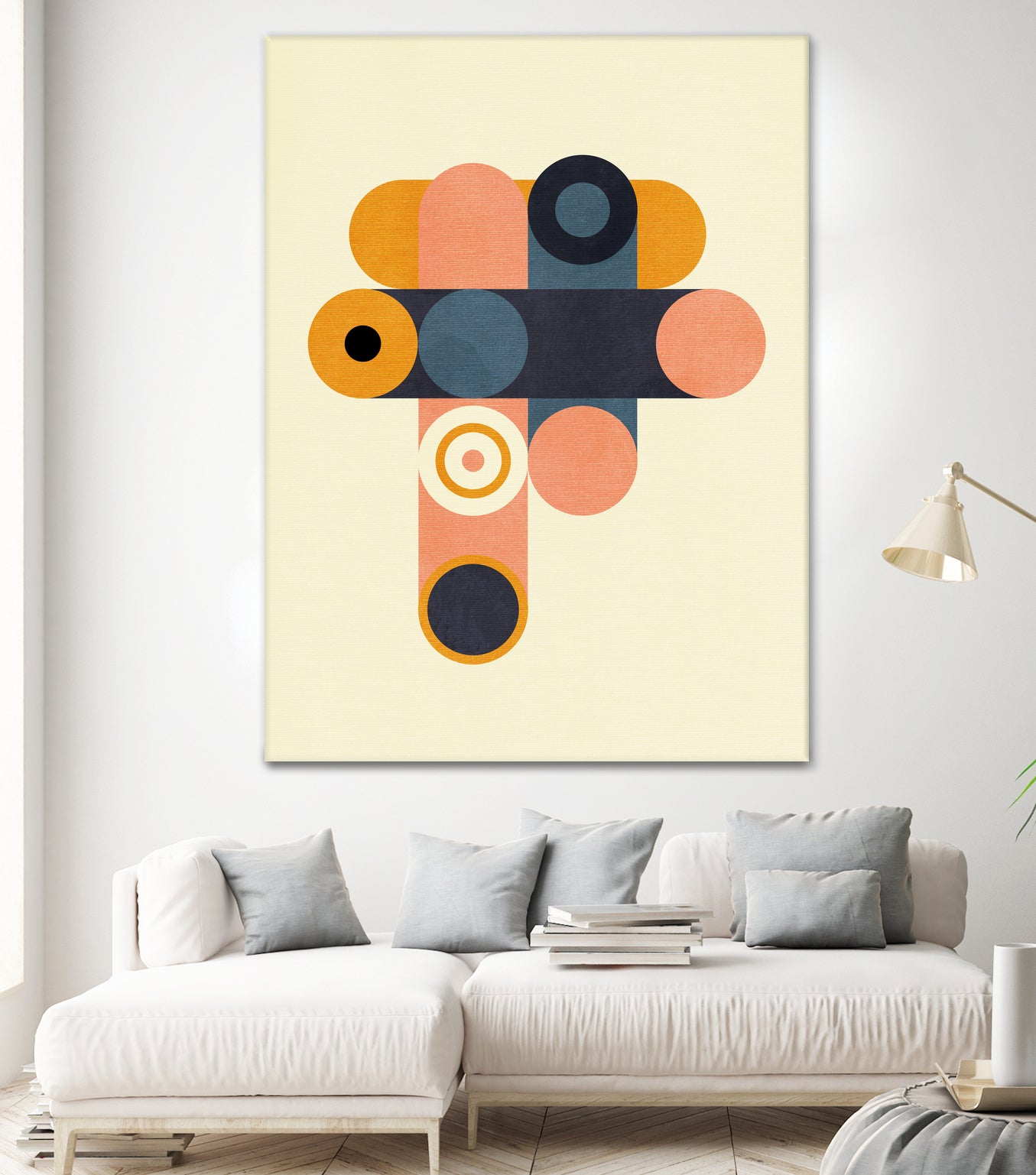 Rainbow Plus Shapes  Blue Mustard8 by Ana Rut Bre on GIANT ART - abstract abstract