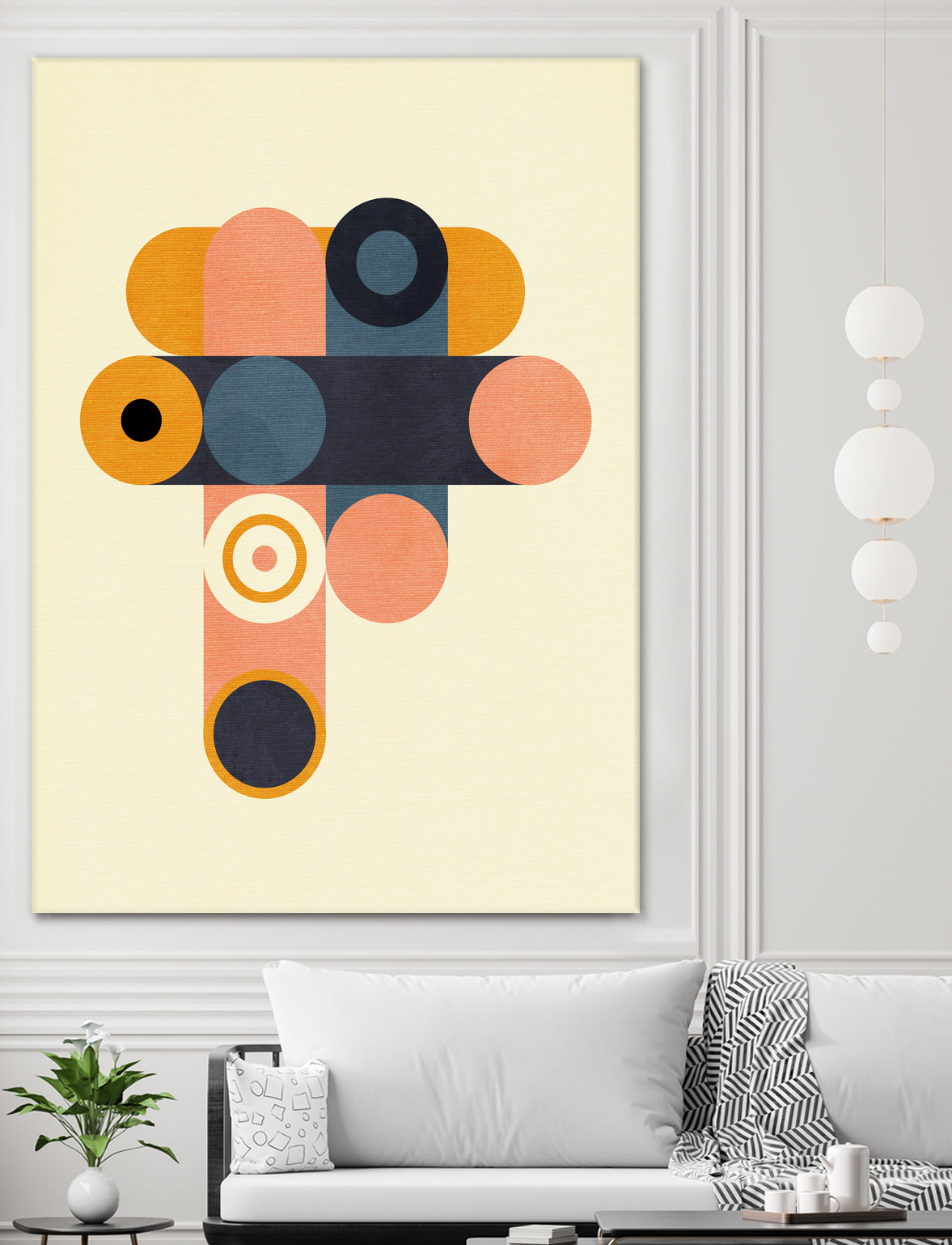 Rainbow Plus Shapes  Blue Mustard8 by Ana Rut Bre on GIANT ART - abstract abstract