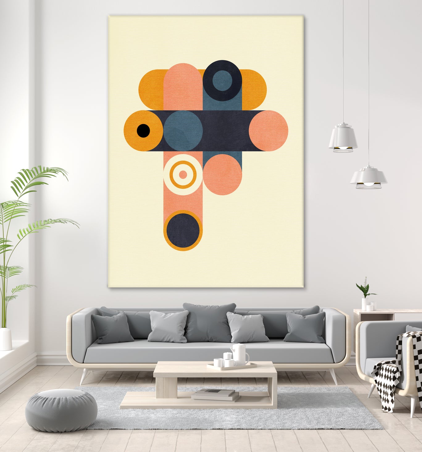 Rainbow Plus Shapes  Blue Mustard8 by Ana Rut Bre on GIANT ART - abstract abstract