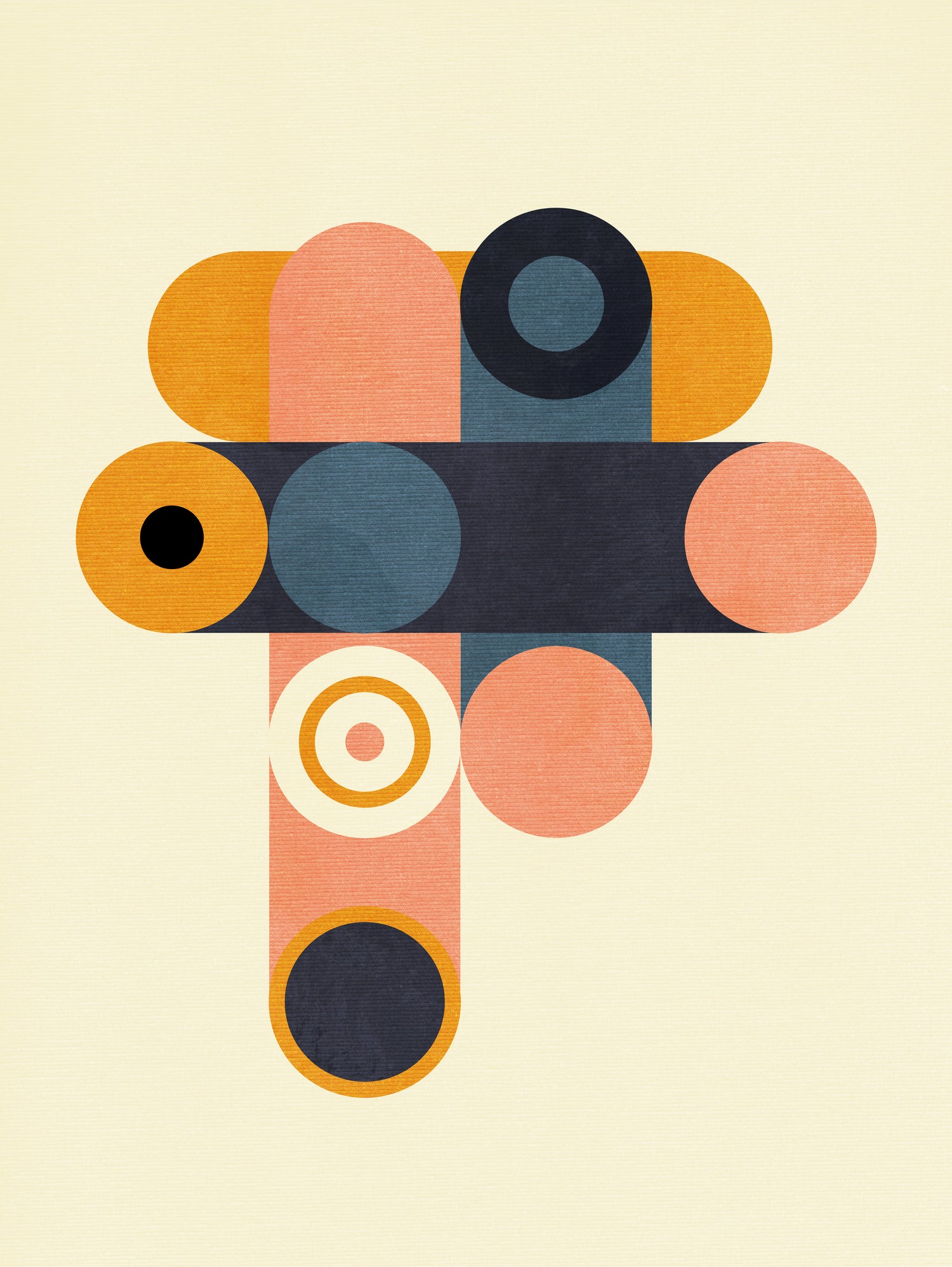 Rainbow Plus Shapes  Blue Mustard8 by Ana Rut Bre on GIANT ART - abstract abstract