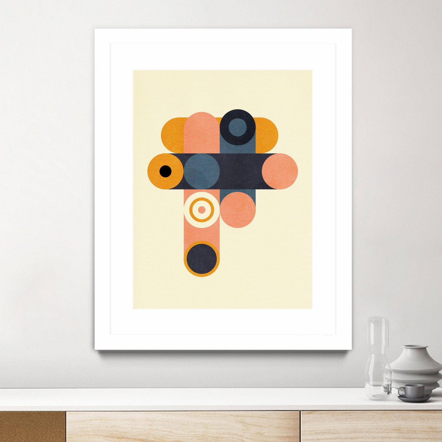 Rainbow Plus Shapes  Blue Mustard8 by Ana Rut Bre on GIANT ART - abstract abstract