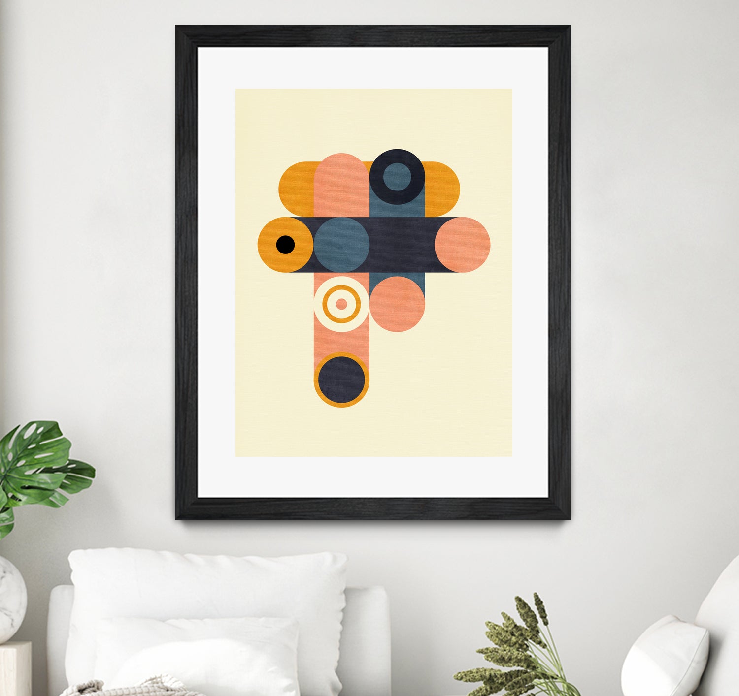 Rainbow Plus Shapes  Blue Mustard8 by Ana Rut Bre on GIANT ART - abstract abstract