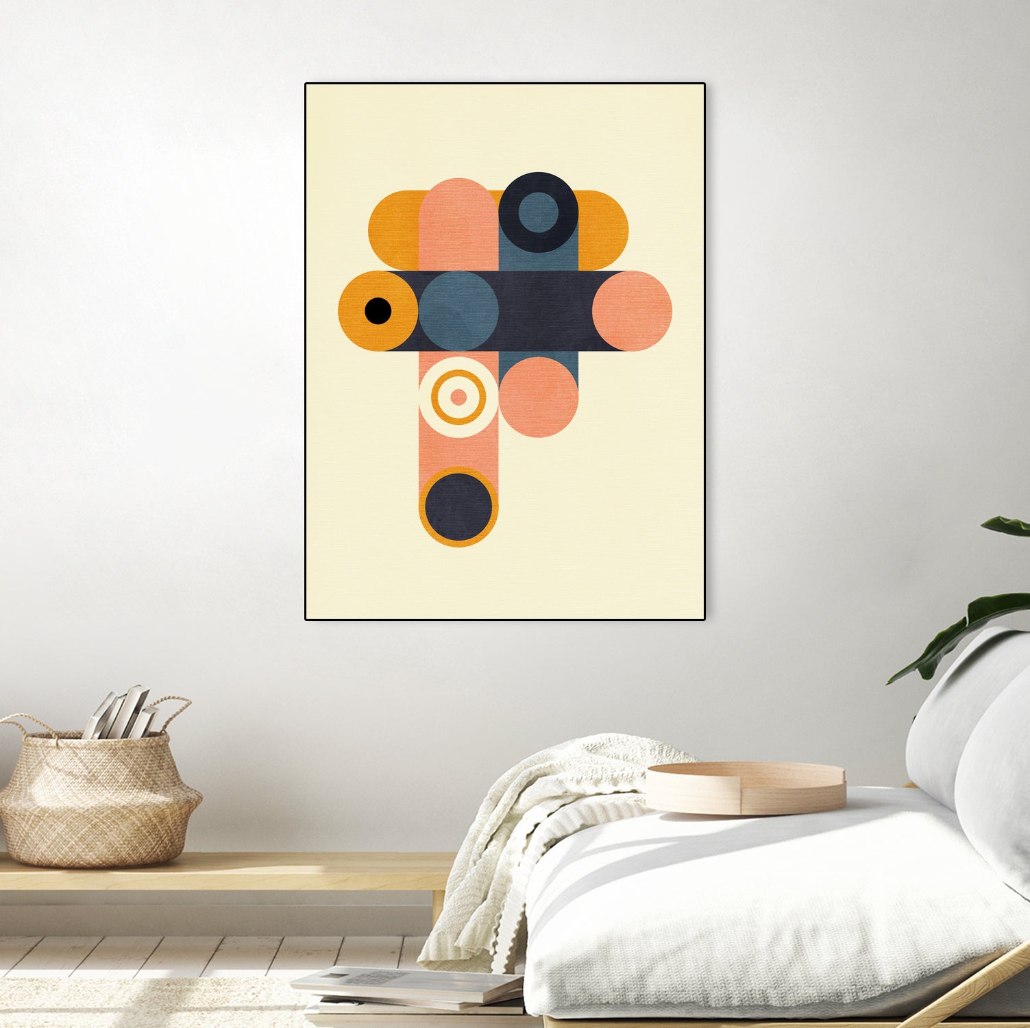 Rainbow Plus Shapes  Blue Mustard8 by Ana Rut Bre on GIANT ART - abstract abstract