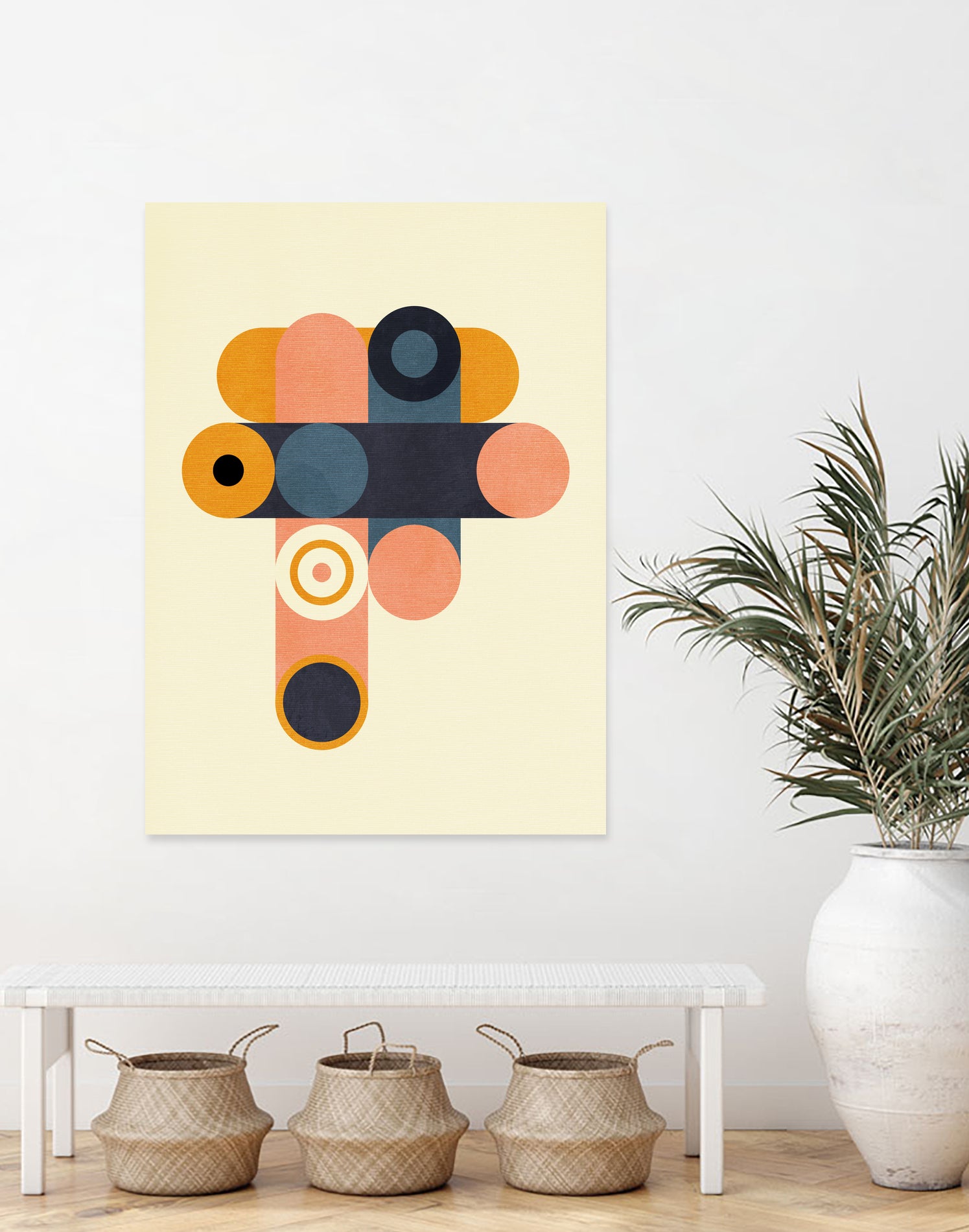 Rainbow Plus Shapes  Blue Mustard8 by Ana Rut Bre on GIANT ART - abstract abstract