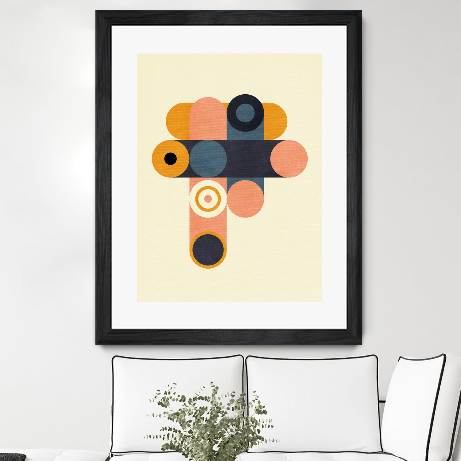 Rainbow Plus Shapes  Blue Mustard8 by Ana Rut Bre on GIANT ART - abstract abstract