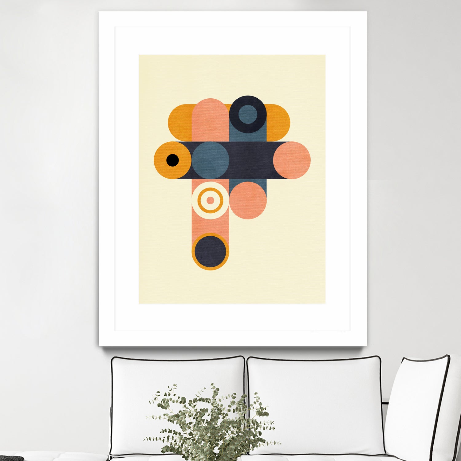 Rainbow Plus Shapes  Blue Mustard8 by Ana Rut Bre on GIANT ART - abstract abstract