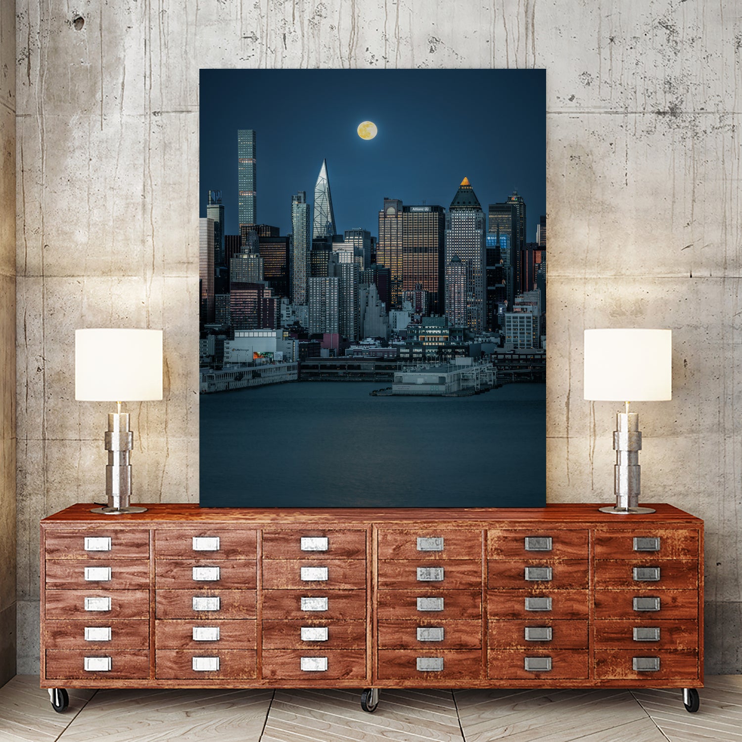 Lunar Elegance over Manhattan by Wei (David) Dai on GIANT ART - landscape usa