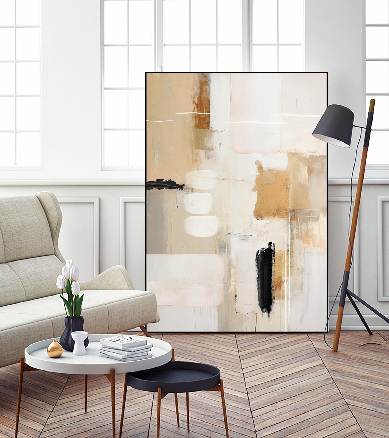 Abstract In Beige 2 by Sally on GIANT ART - orange abstact