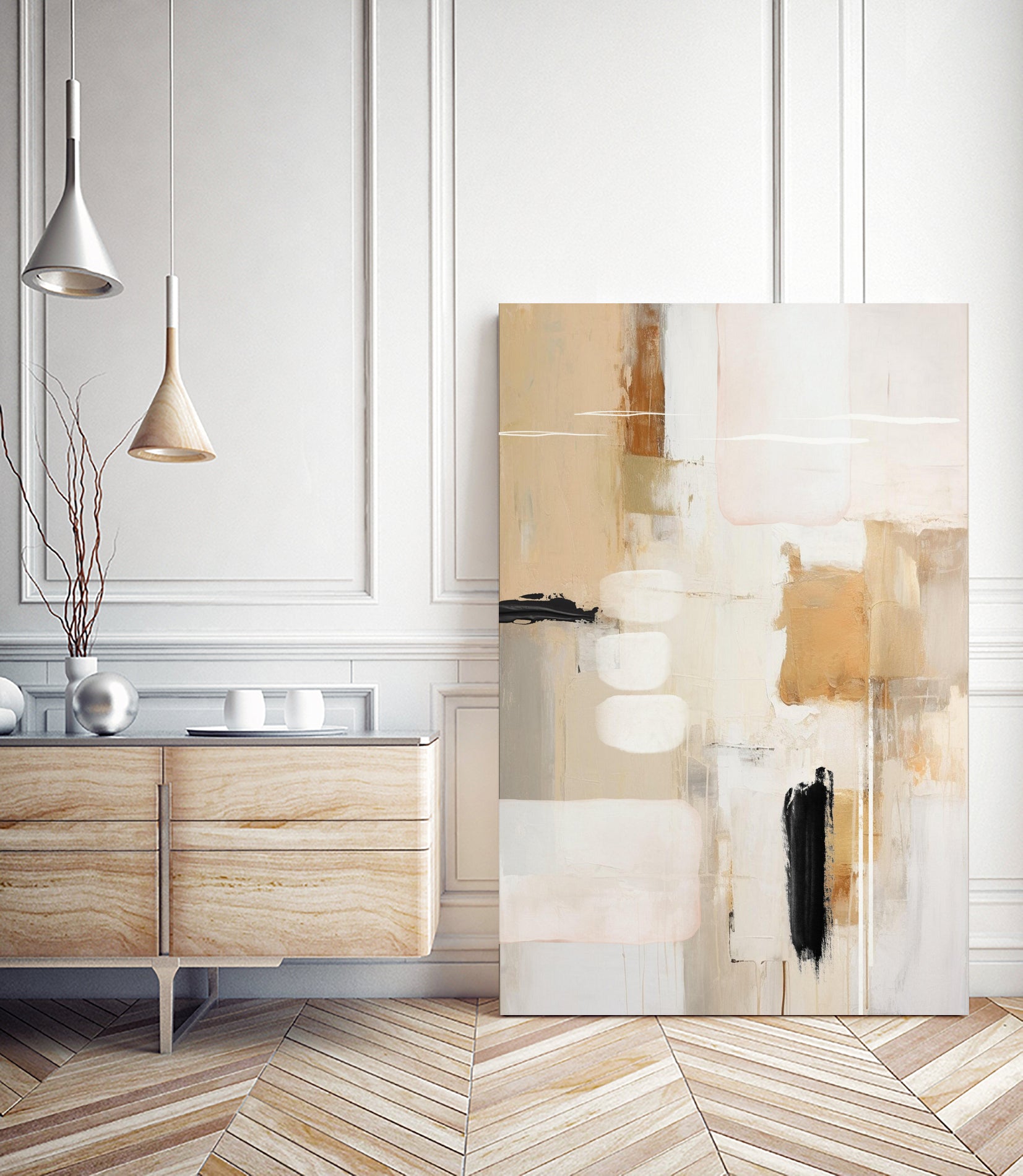 Abstract In Beige 2 by Sally on GIANT ART - orange abstact