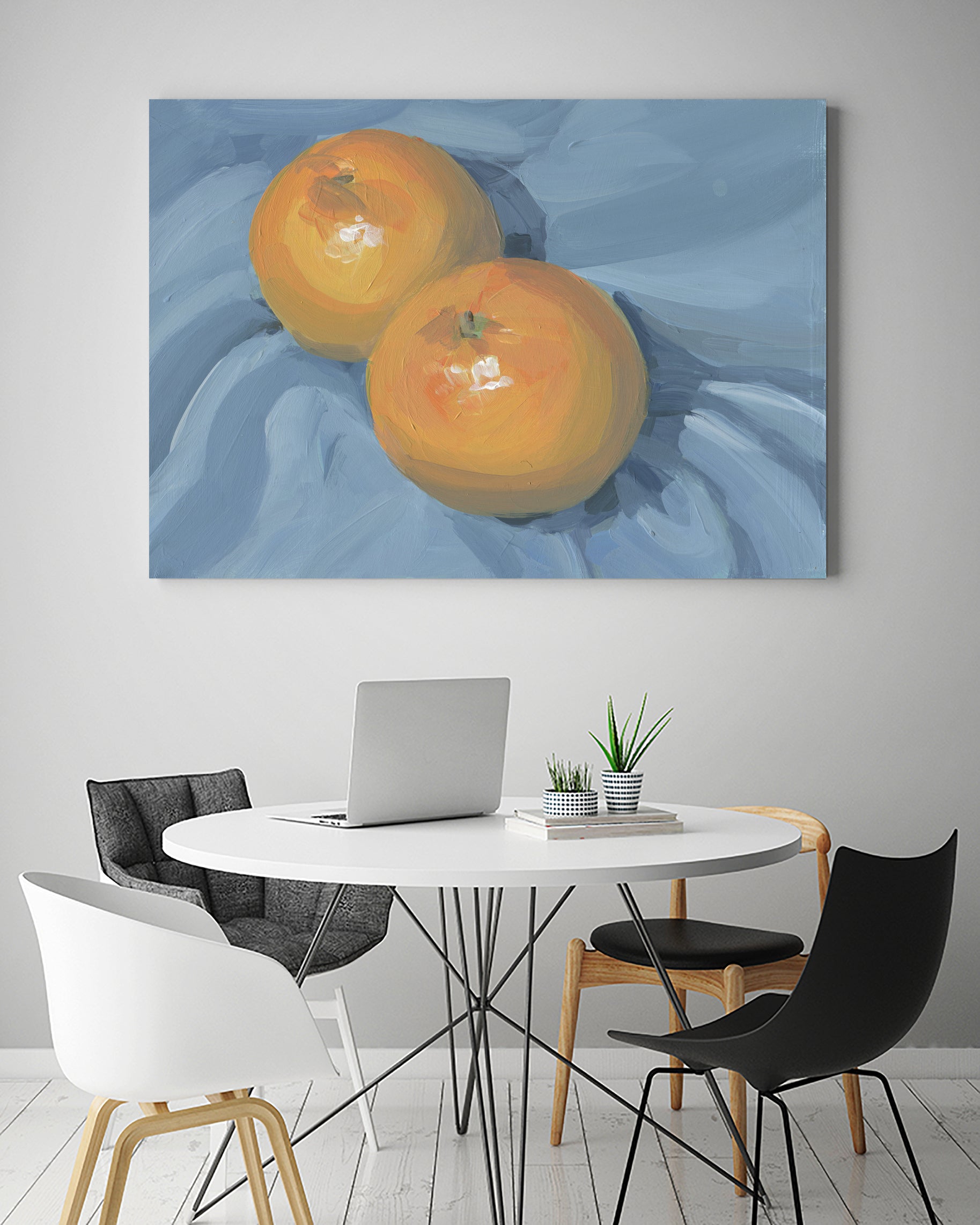 Oranges on Blue by Carrie on GIANT ART - illustration painterly